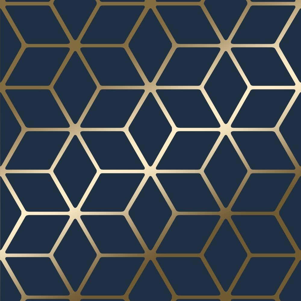 Navy Gold Hexagonal Pattern, navy blue, gold lines, SD Desktop Wallpaper