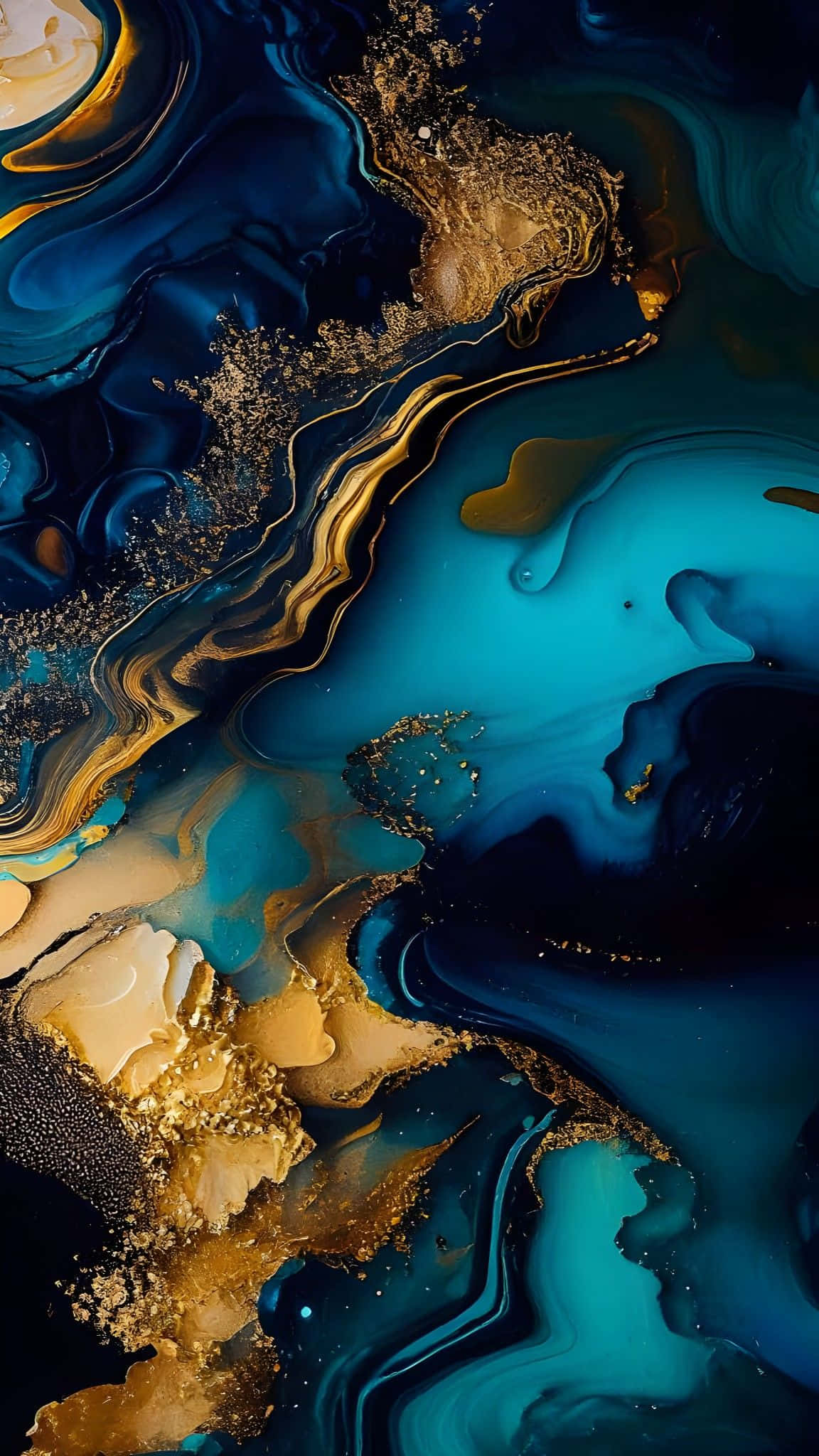 Navy Gold Marble Texture, deep blue teal, shimmering gold, Full HD Phone Wallpaper