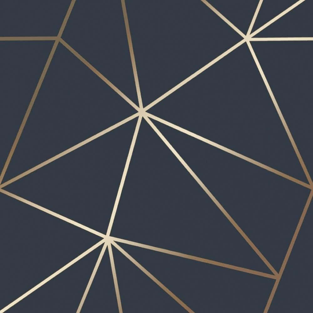 Navy Gold Geometric Pattern, gold lines, triangles, SD Desktop Wallpaper