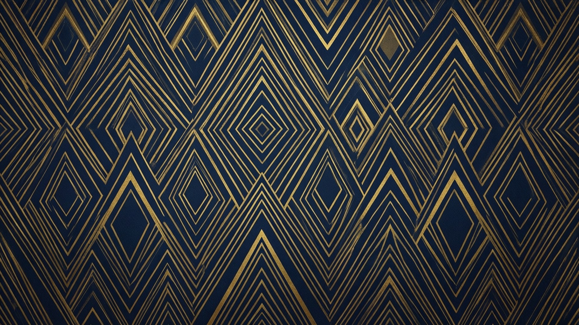 Art Deco, gold diamond shapes, deep navy blue background, Full HD Desktop Wallpaper