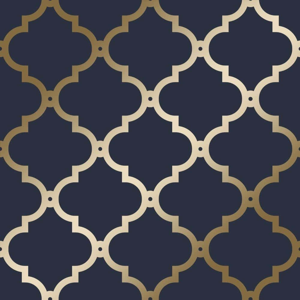 navy blue, gold quatrefoil patterns, repeating, SD Desktop Wallpaper