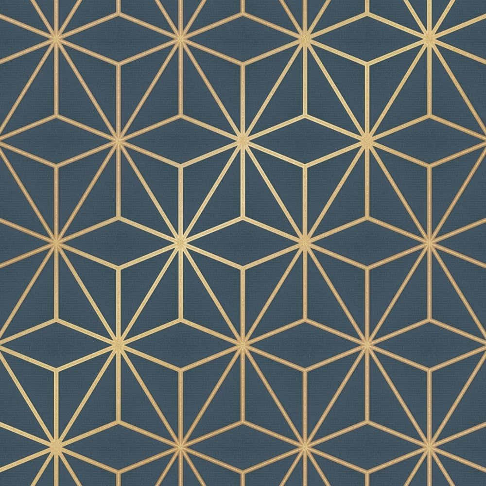 navy gold geometric pattern, gold lines, starburst shapes, SD Desktop Wallpaper