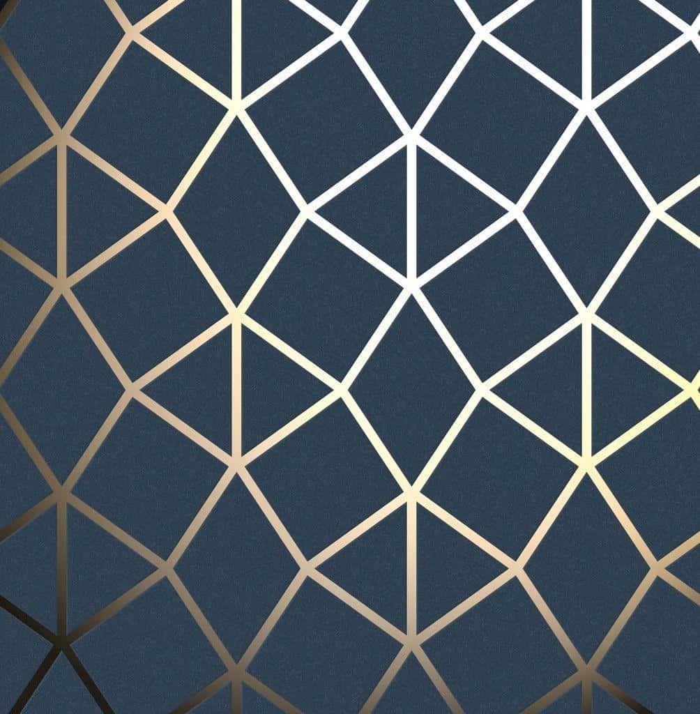 navy gold geometric pattern, interlocking diamonds, gold, SD Phone Wallpaper