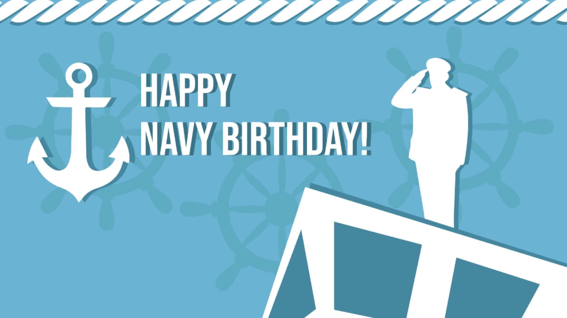 Navy Birthday, blue nautical themed, white anchor, Full HD Desktop Wallpaper