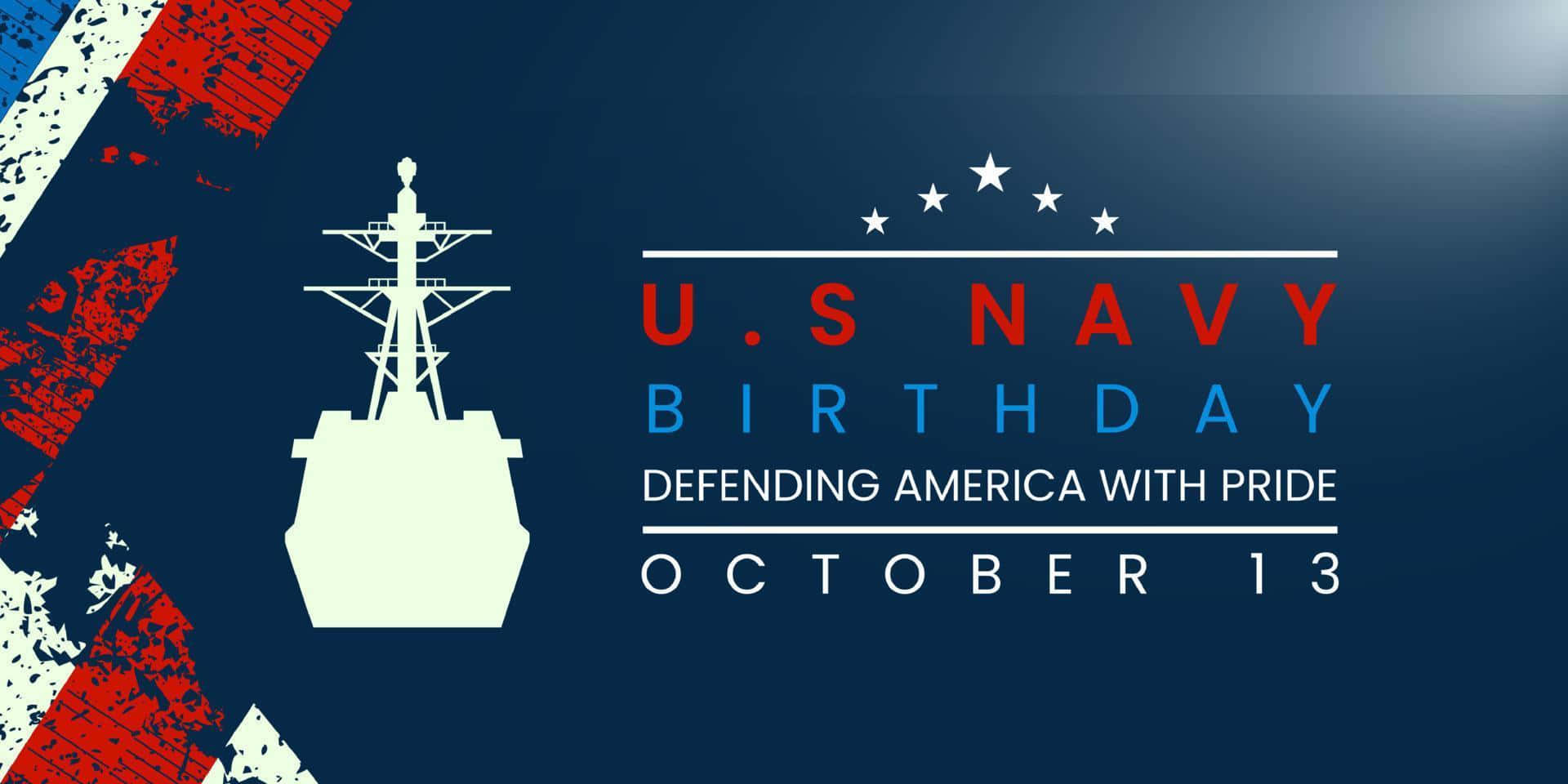 U S Navy Birthday, navy blue, white ship silhouette, Full HD Desktop Wallpaper