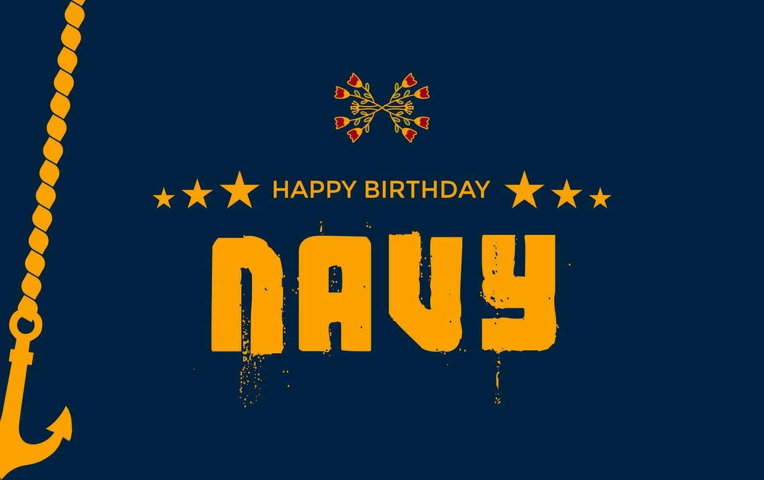 Navy Birthday, yellow text, deep blue background, HD Desktop Wallpaper