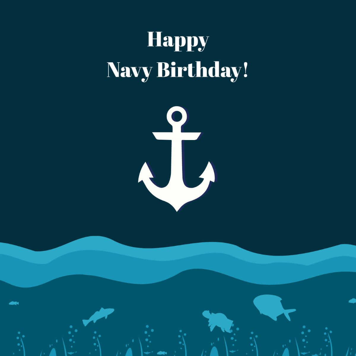 navy blue, white anchor, stylized ocean waves, SD Desktop Wallpaper