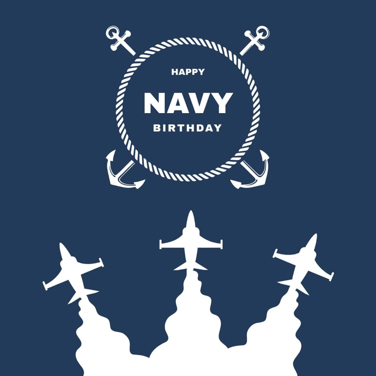 Navy Birthday, white nautical icons, fighter jets silhouette, SD Desktop Wallpaper