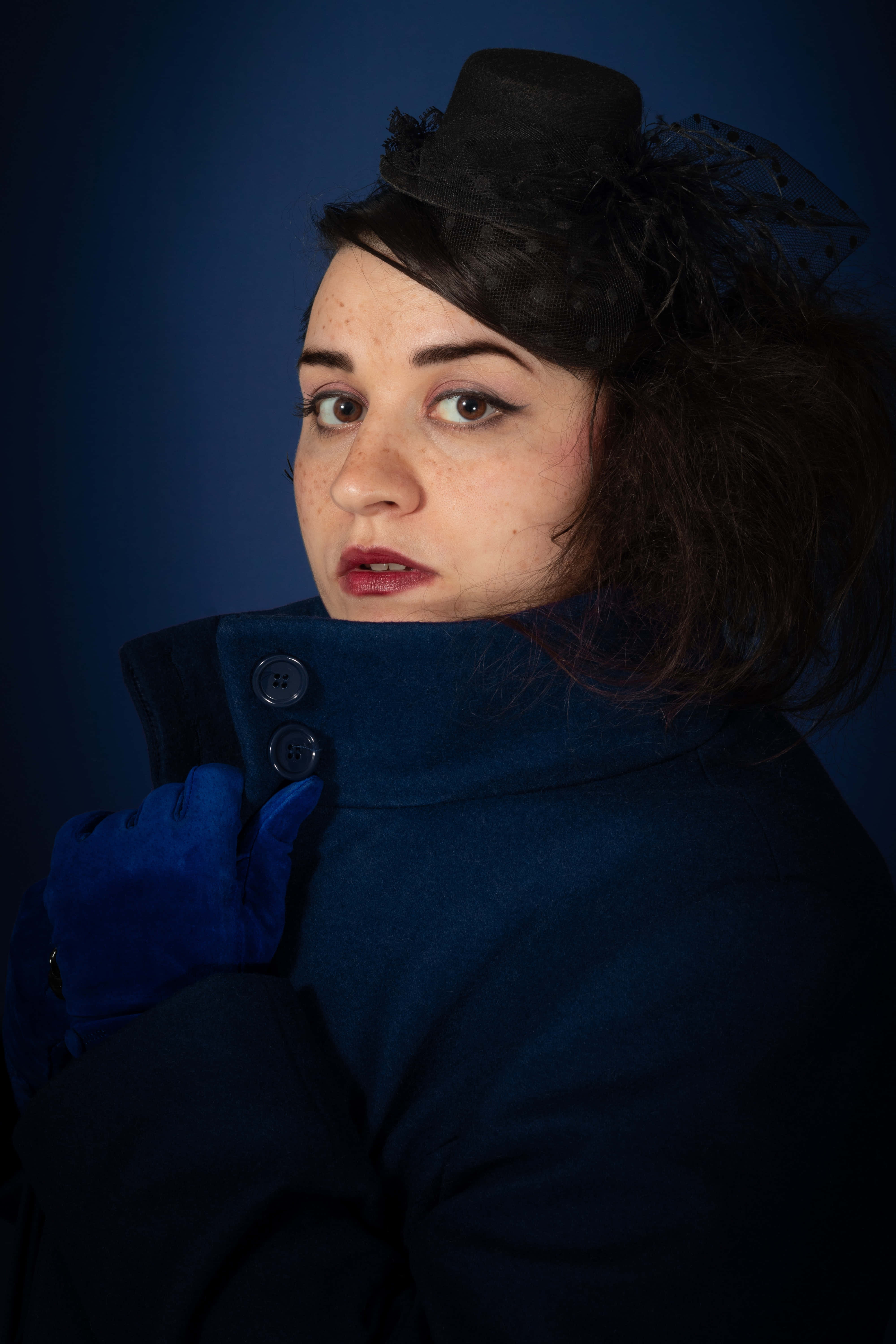 navy blue coat, dark blue coat, matching gloves, 5K Phone Wallpaper