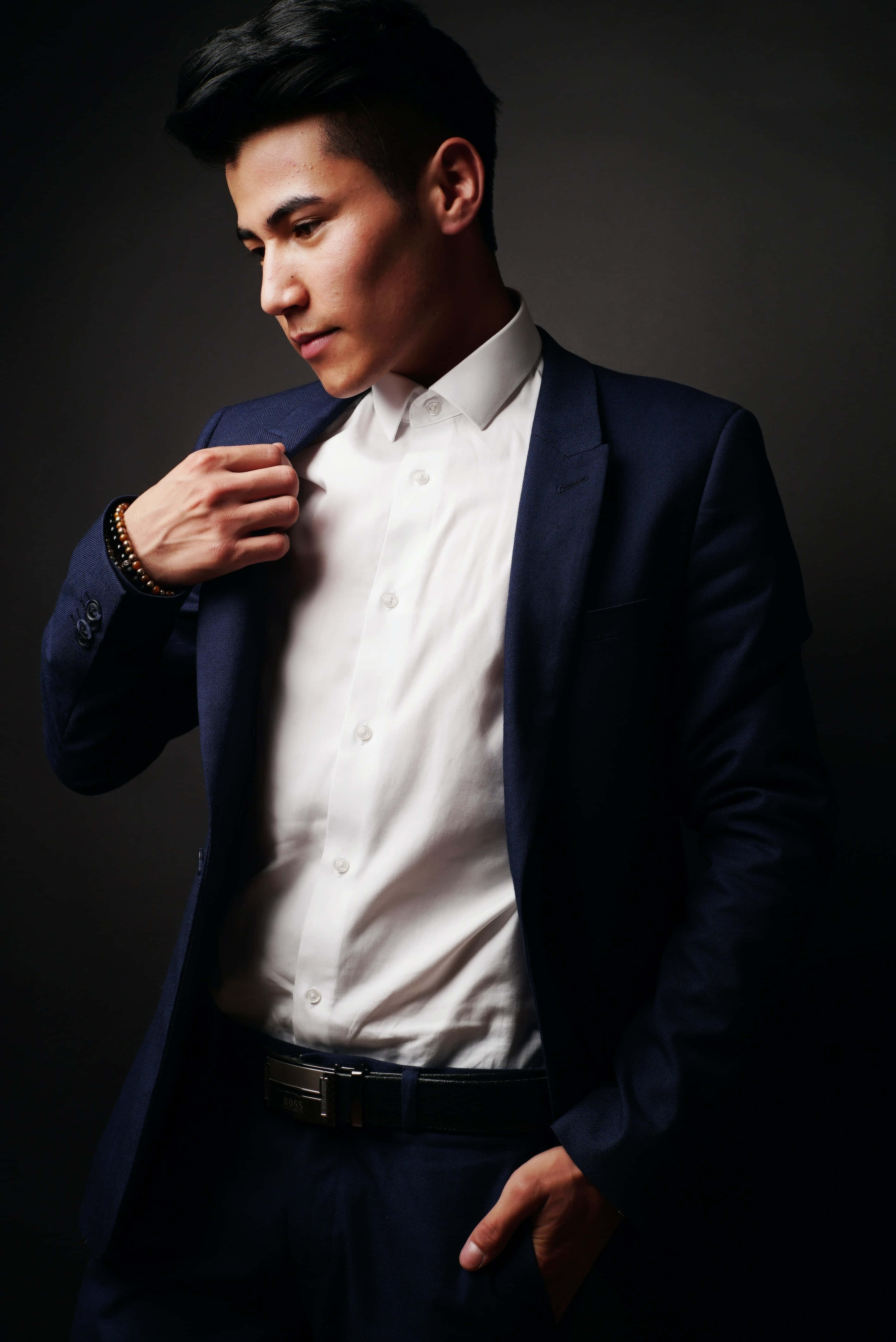 Navy Blue Coat, navy suit, white shirt, 4K Phone Wallpaper