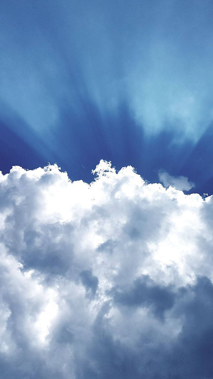 Navy Blue iPhone, Sunlight, fluffy white clouds, HD Phone Wallpaper