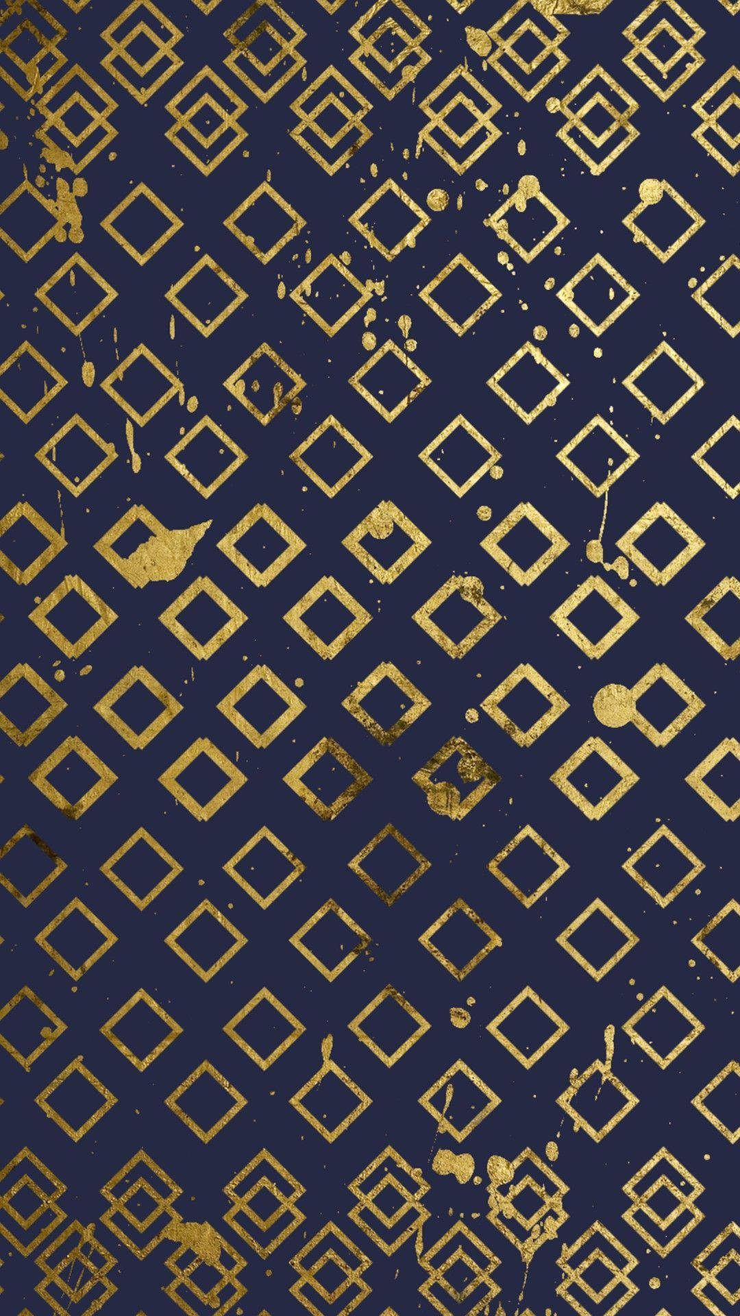 Navy Blue iPhone 6, gold diamond pattern, textured splatters, Full HD Phone Wallpaper