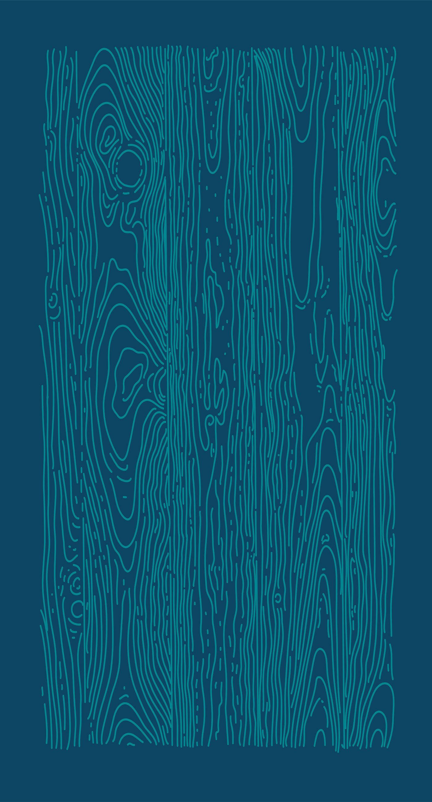Navy Blue iPhone, teal line art, wood grain texture, 2K Phone Wallpaper