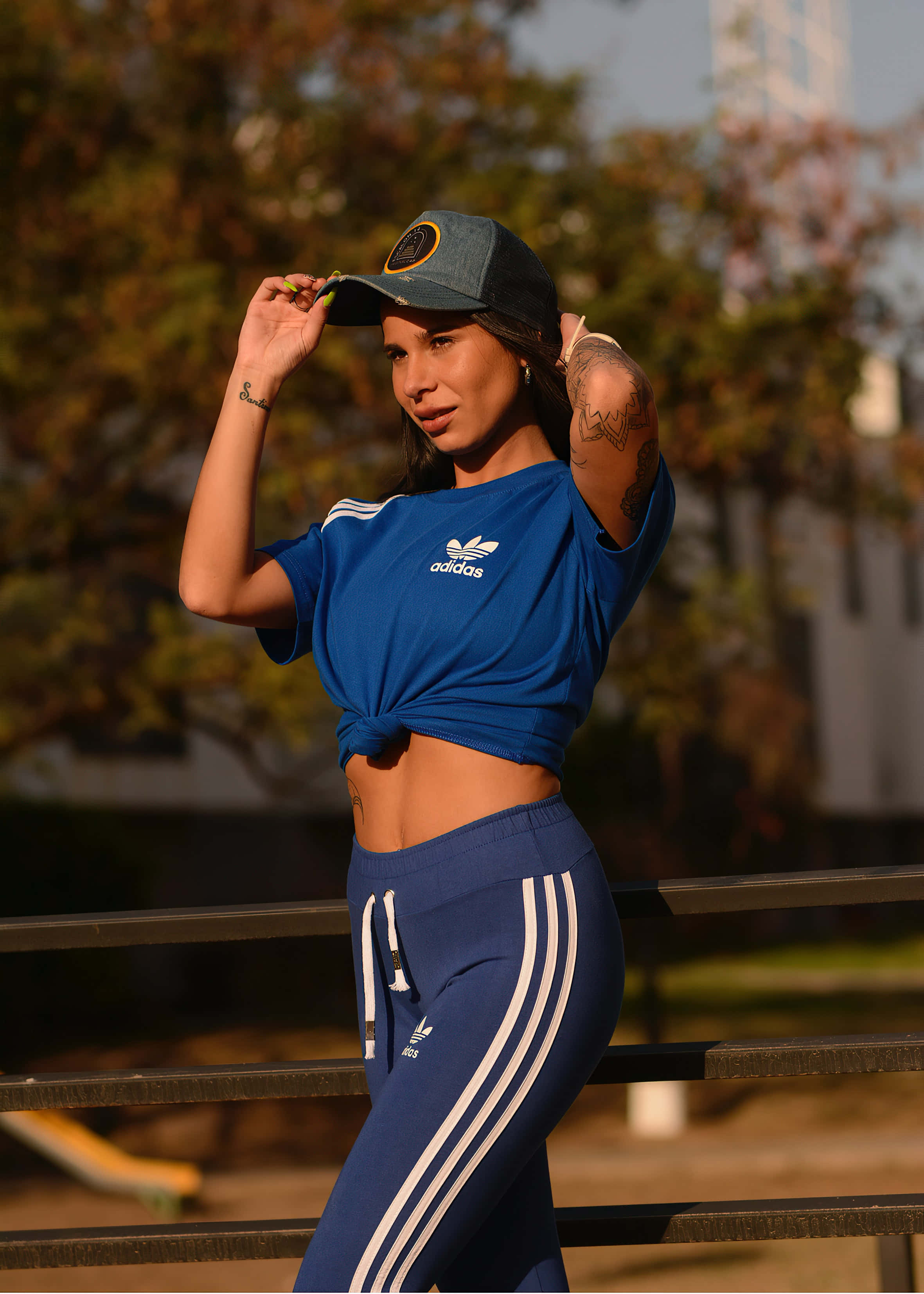 adidas tracksuit, blue, golden hour, 2K Phone Wallpaper