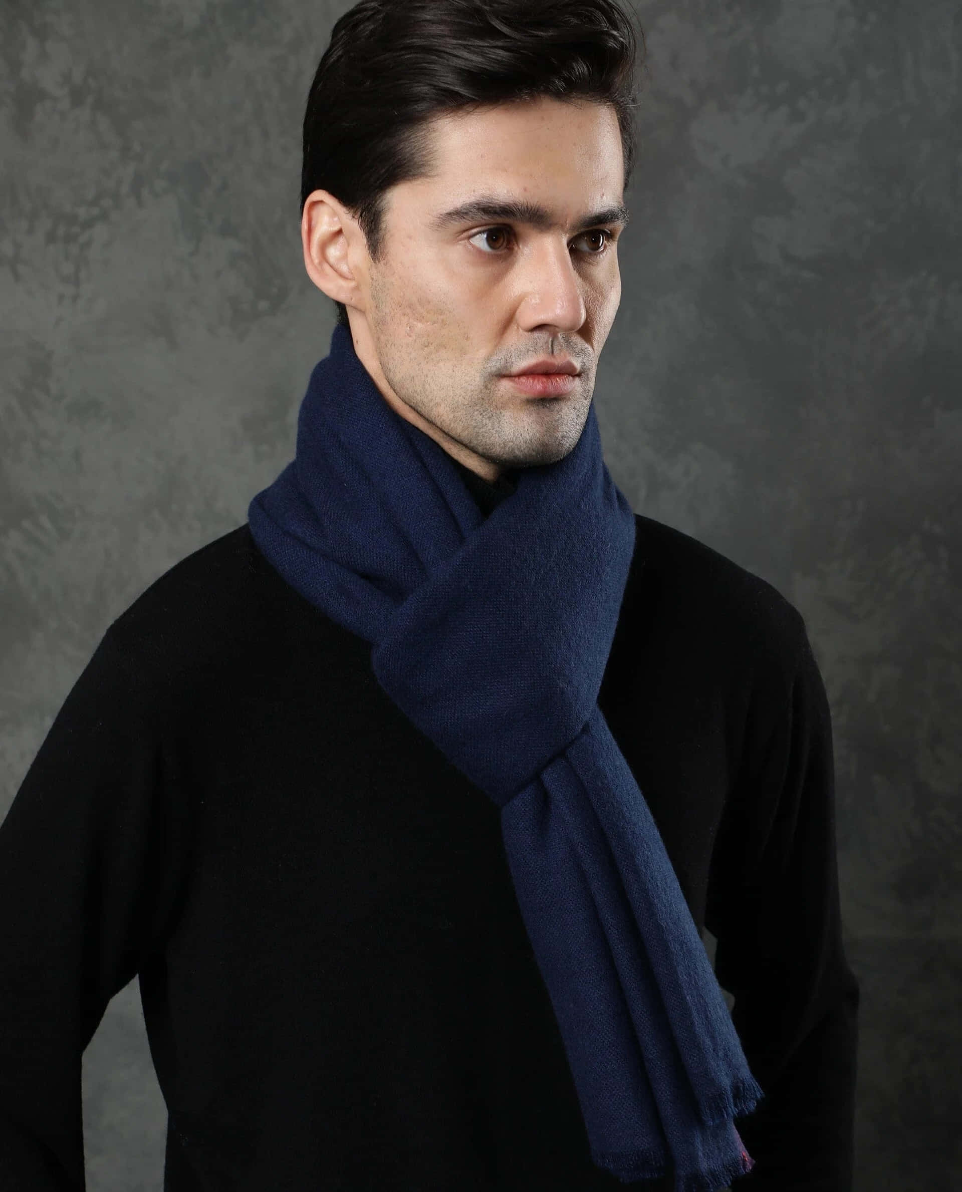 man, black sweater, navy blue scarf, Full HD Phone Wallpaper