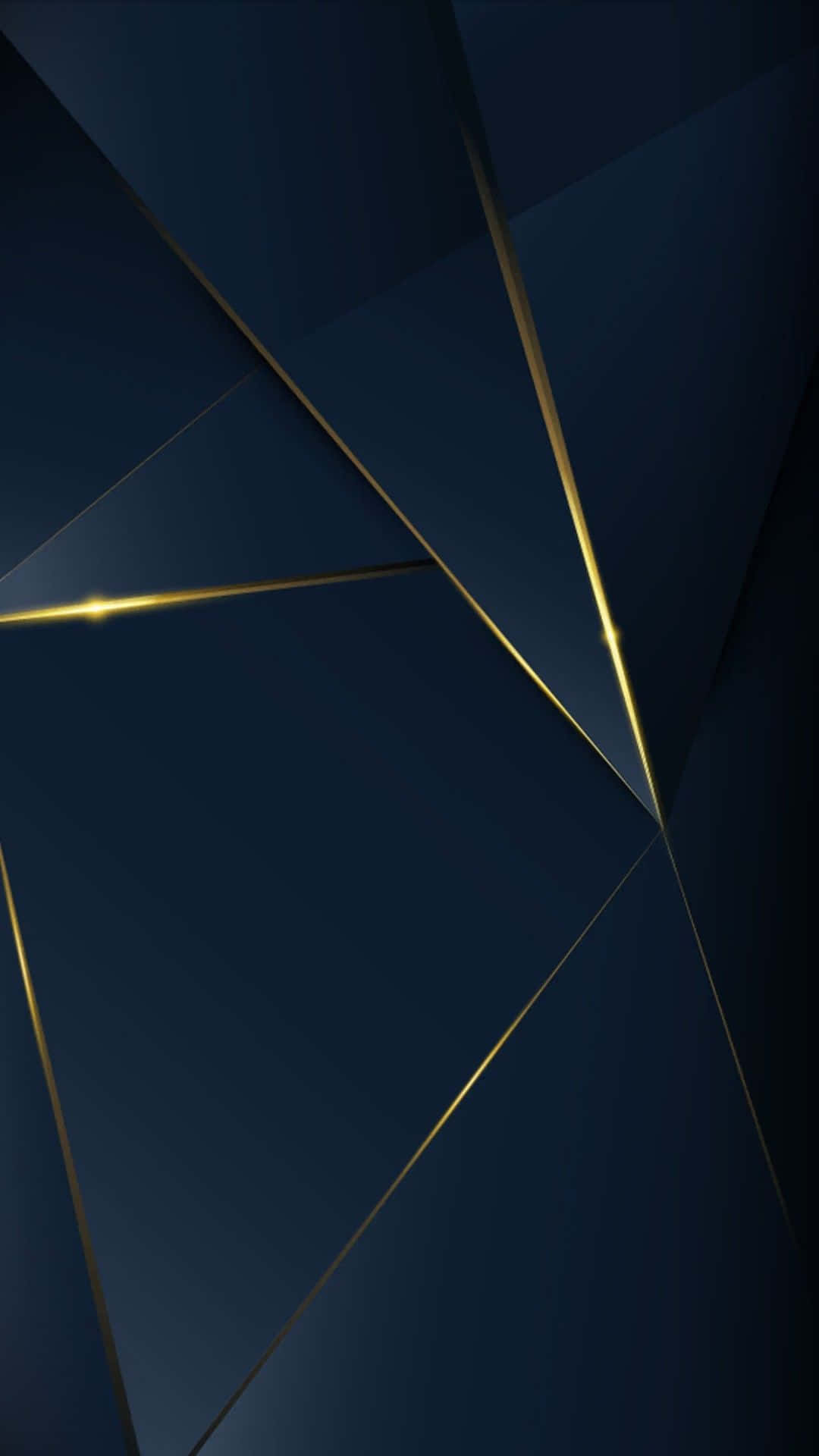 Navy Blue Geometric Design, gold lines, glowing gold lines, Full HD Phone Wallpaper