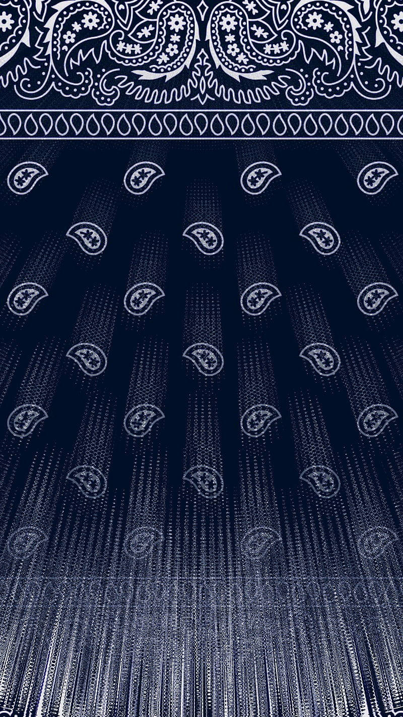 Navy Blue Bandana Graphic, white paisley patterns, digital rain effects, HD Phone Wallpaper