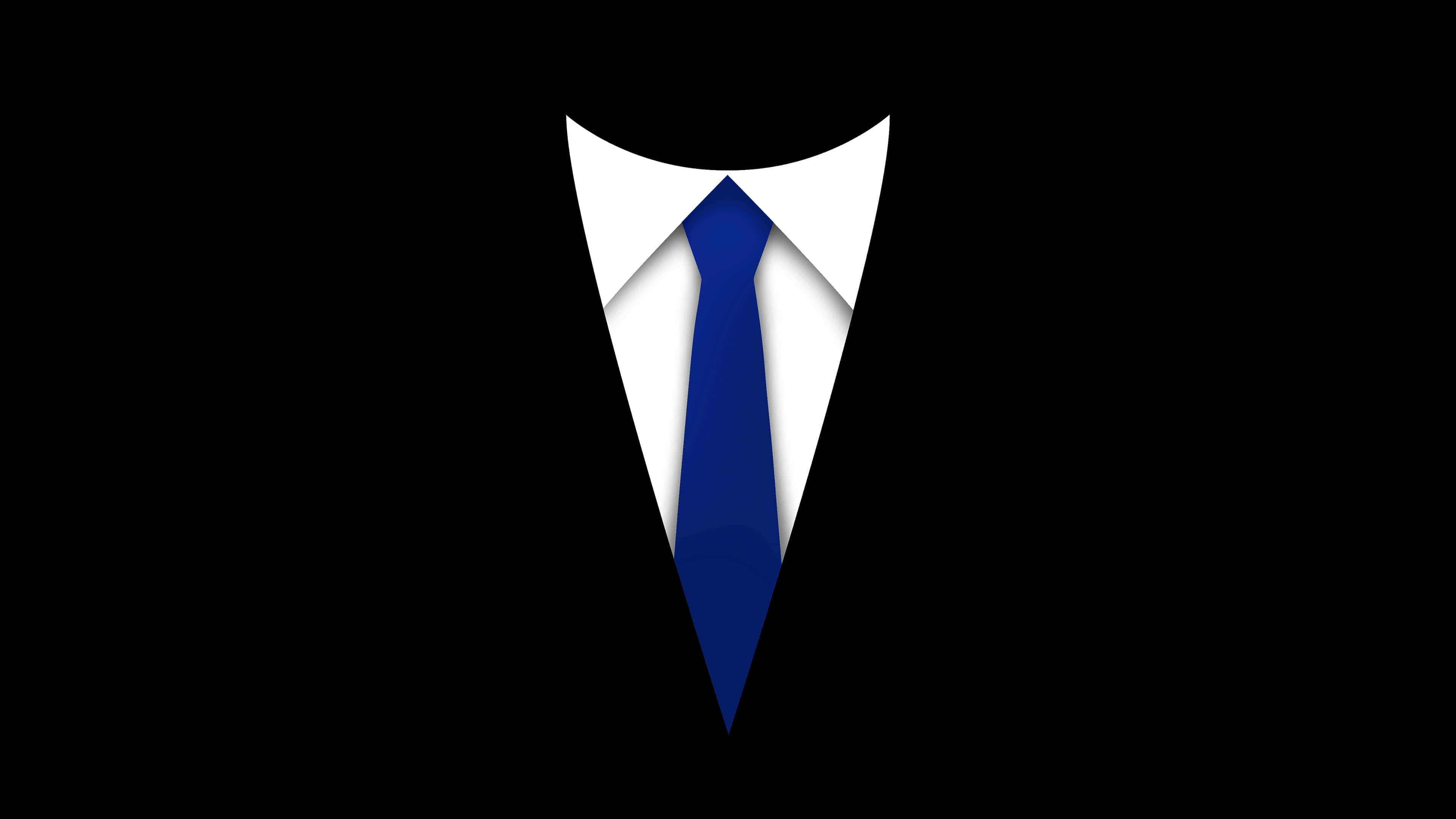 navy blue tie, white shirt, black background, 4K Desktop Wallpaper
