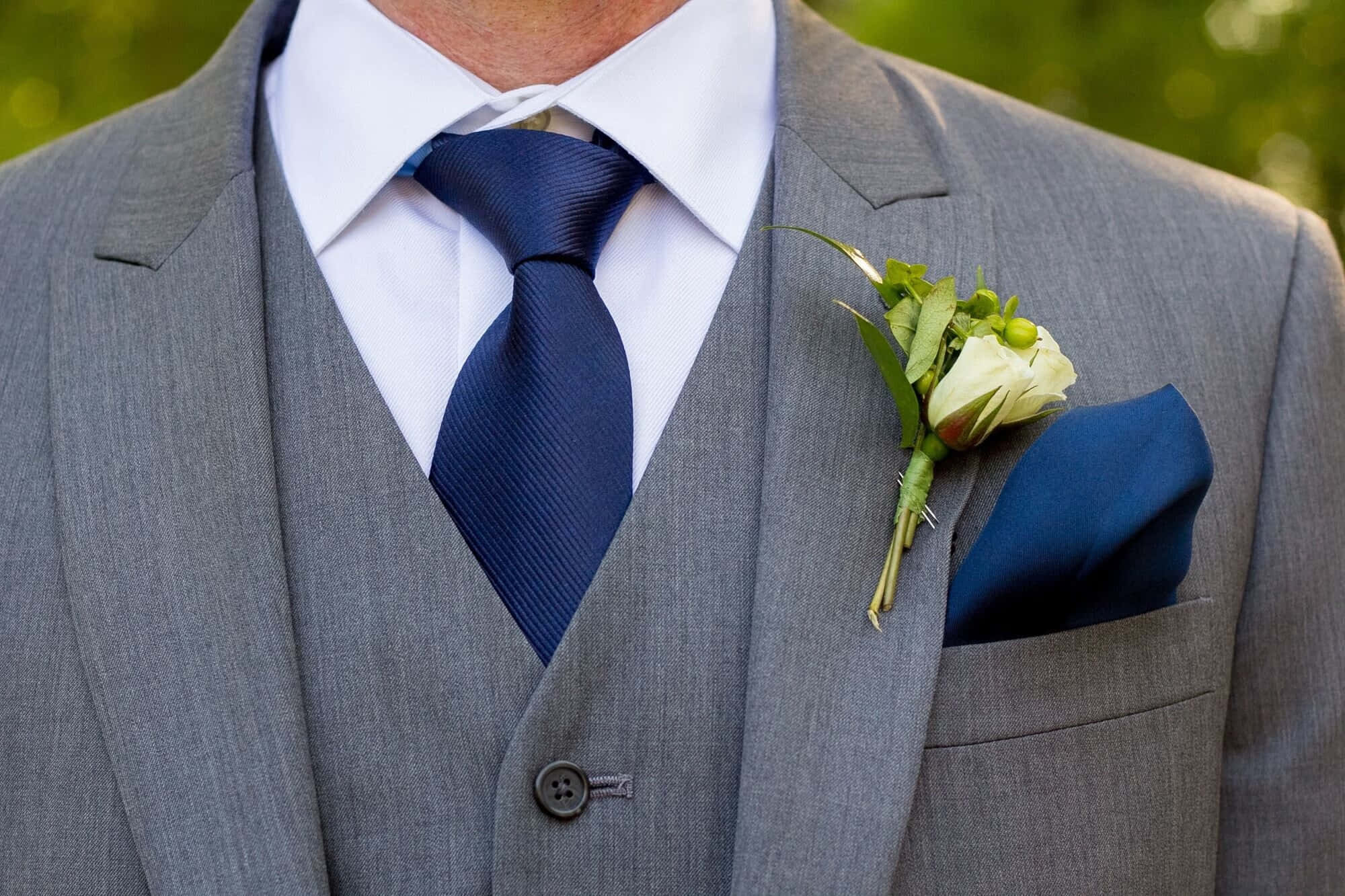 navy blue tie, white boutonniere, gray suit, Full HD Desktop Wallpaper