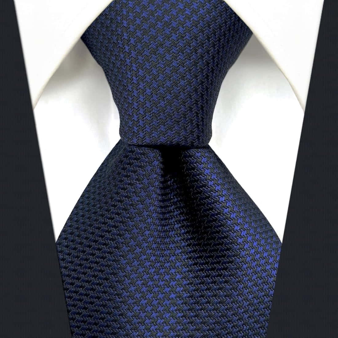 navy blue tie, geometric texture, white shirt collar, SD Desktop Wallpaper
