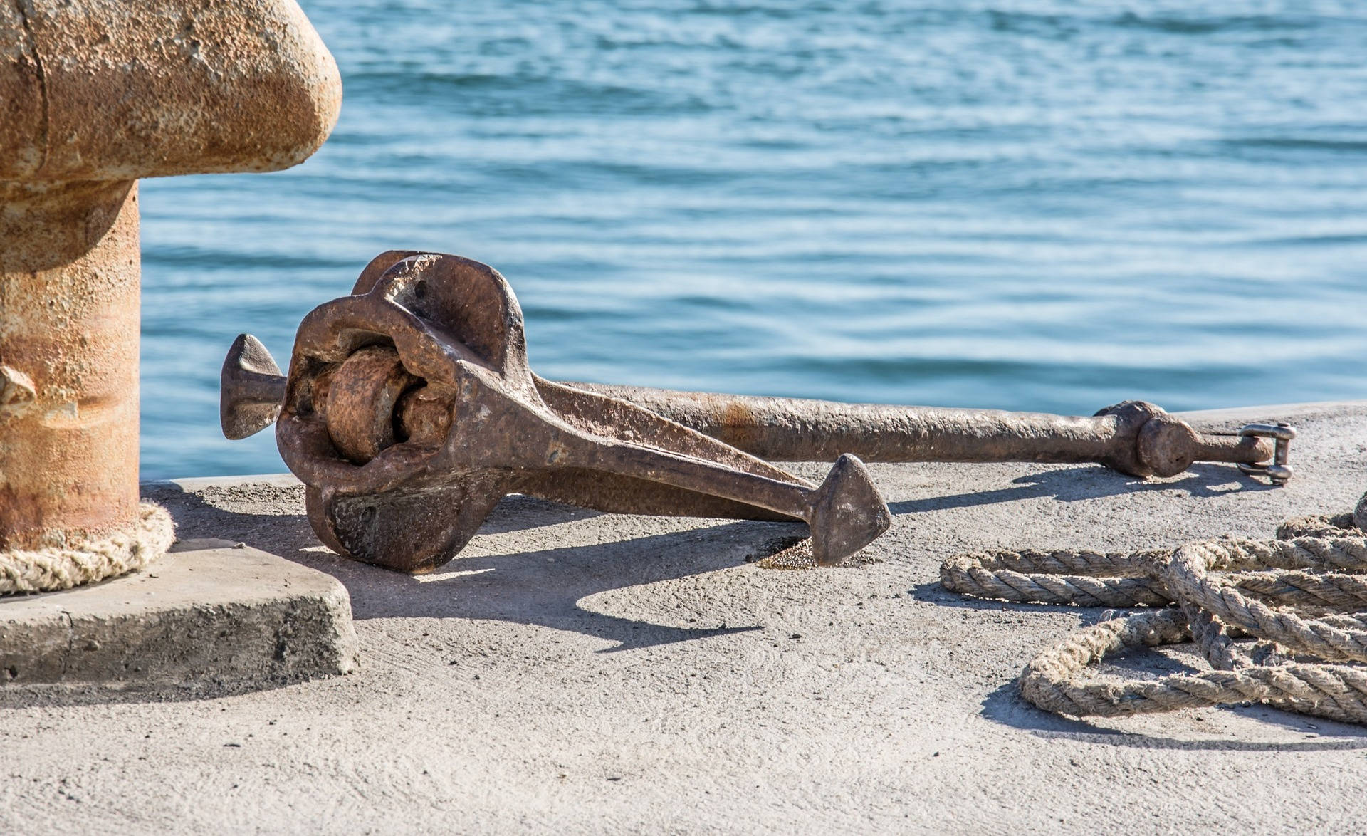Navy Pier, anchor, concrete pier, Full HD Desktop Wallpaper