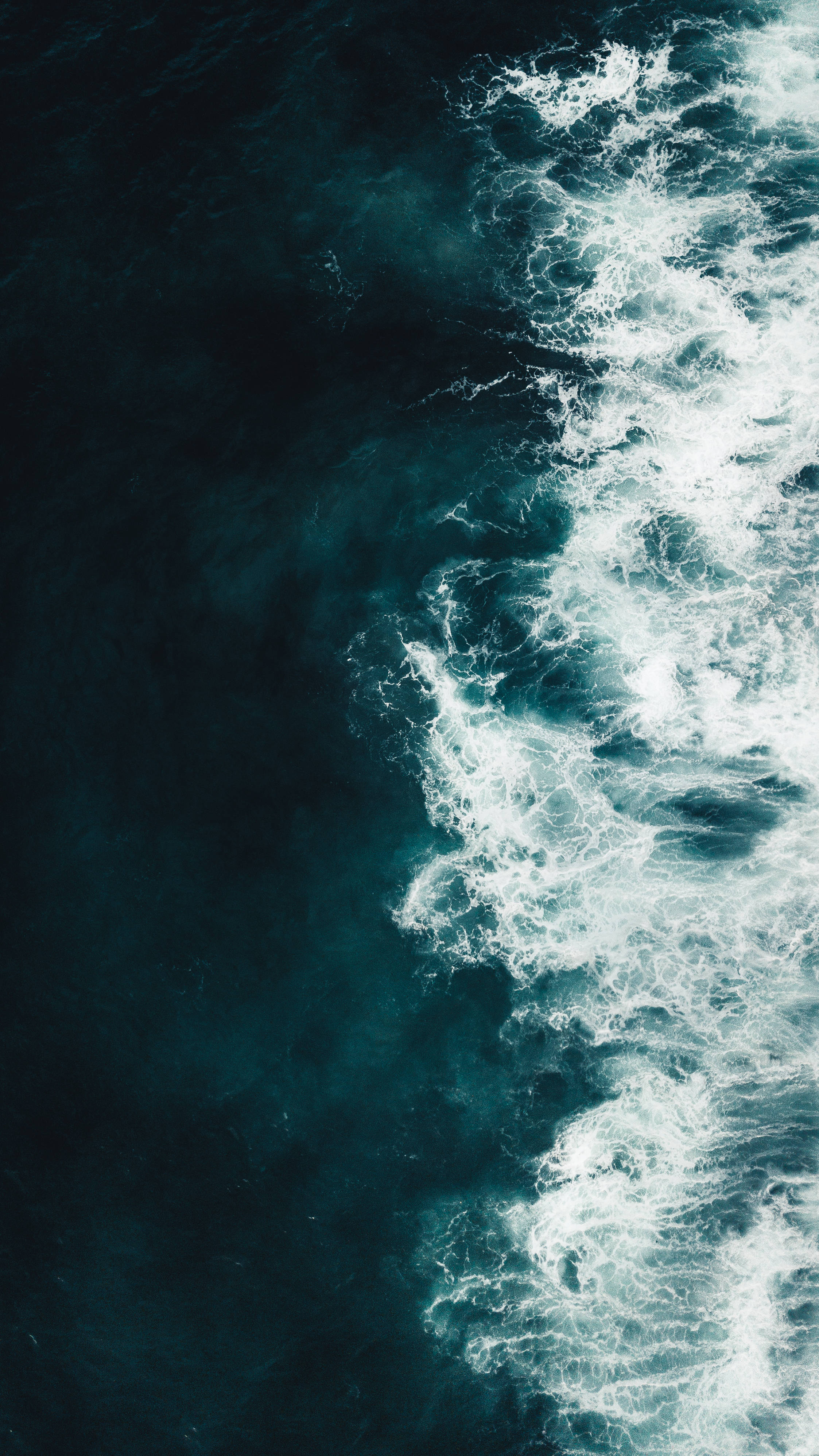 navy blue, ocean wave, aerial view, 4K Phone Wallpaper