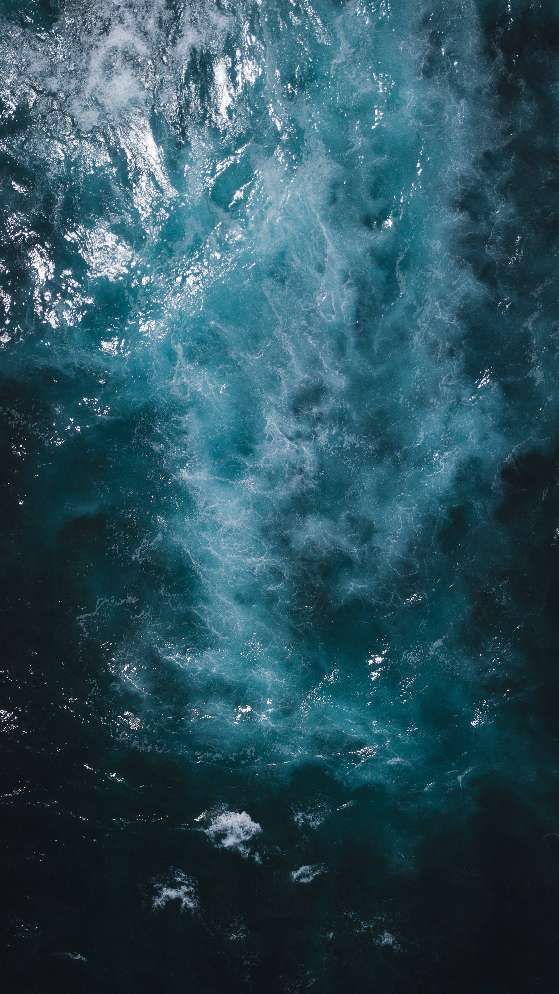 Navy Blue Water, turquoise ocean waves, white foam, 4K Phone Wallpaper