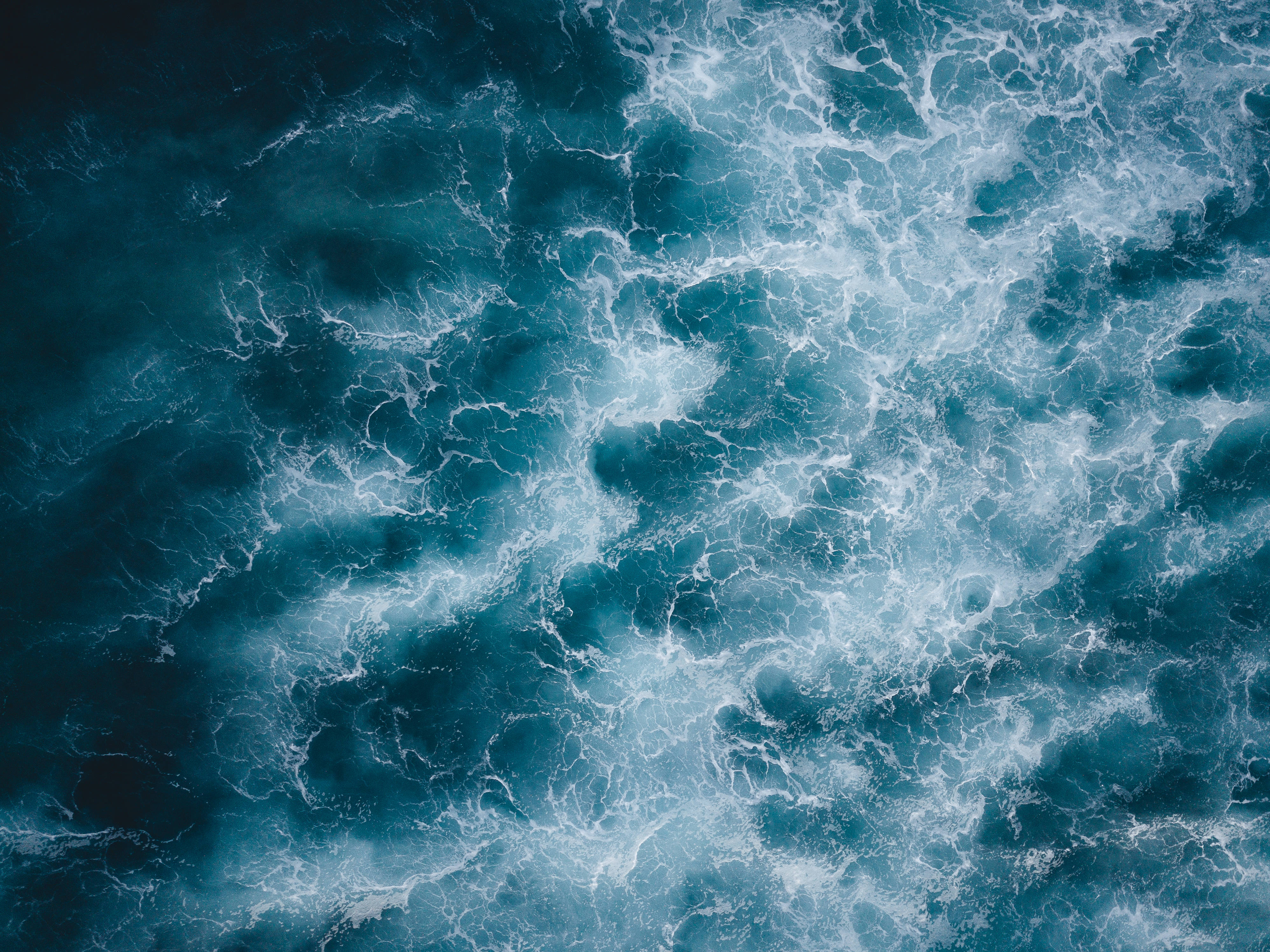 Navy Blue Sea Waves, aerial view, turbulent ocean waves, 4K Desktop Wallpaper