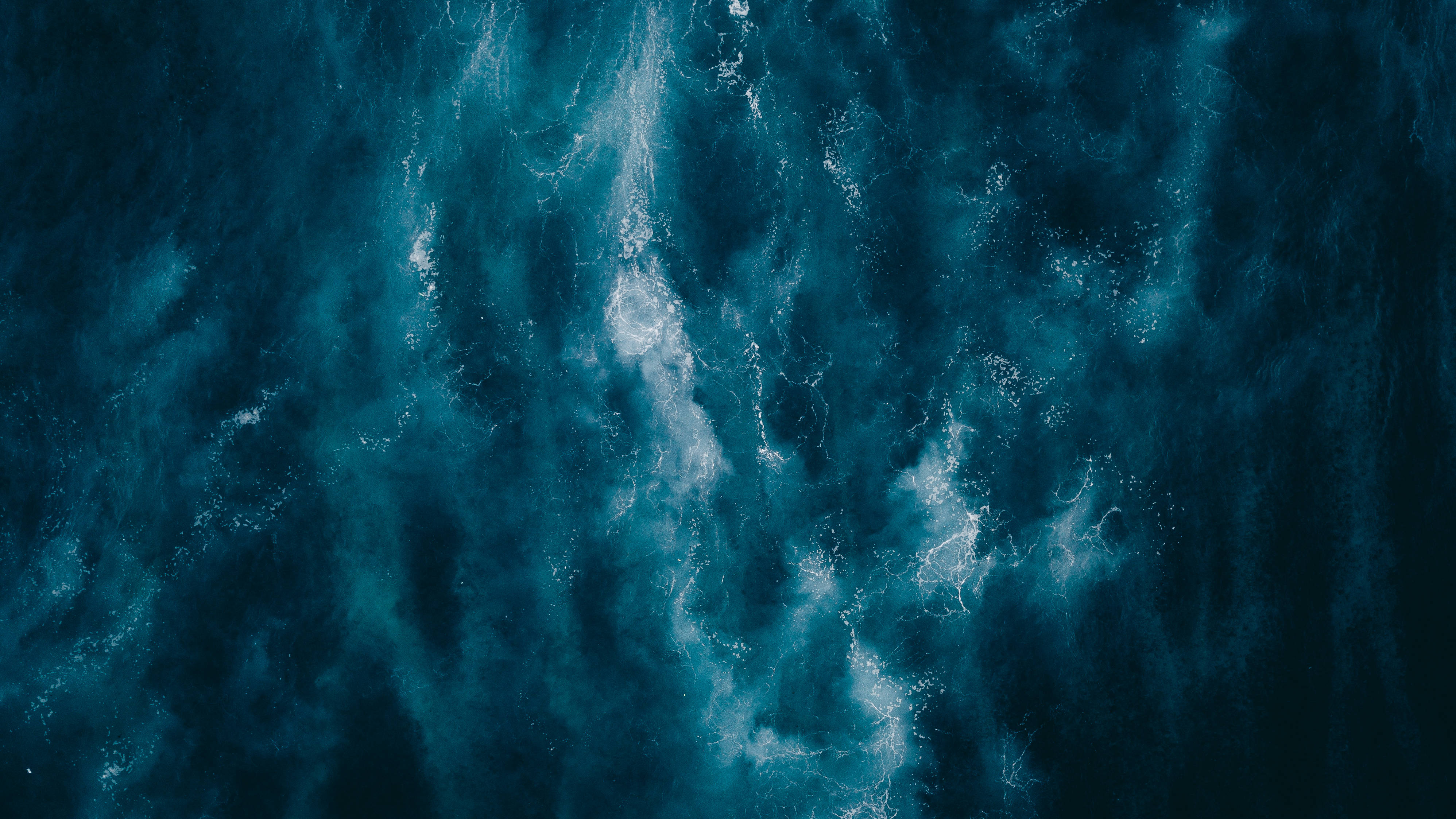 aerial view, turbulent deep blue ocean, crashing waves, 4K Desktop Wallpaper