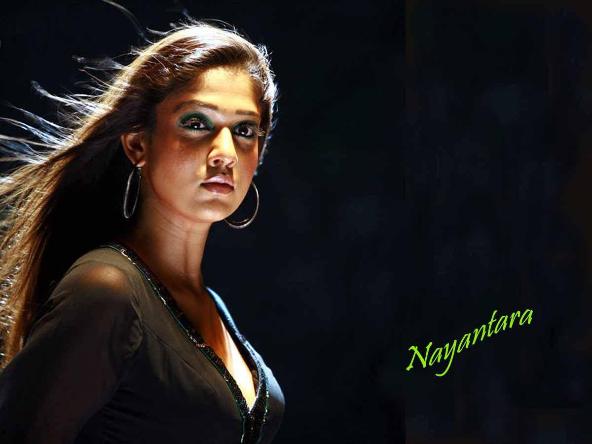 Nayanthara, black dress, windswept hair, SD Desktop Wallpaper