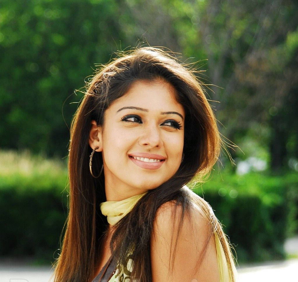 Nayanthara, long brown hair, hoop earrings, SD Desktop Wallpaper