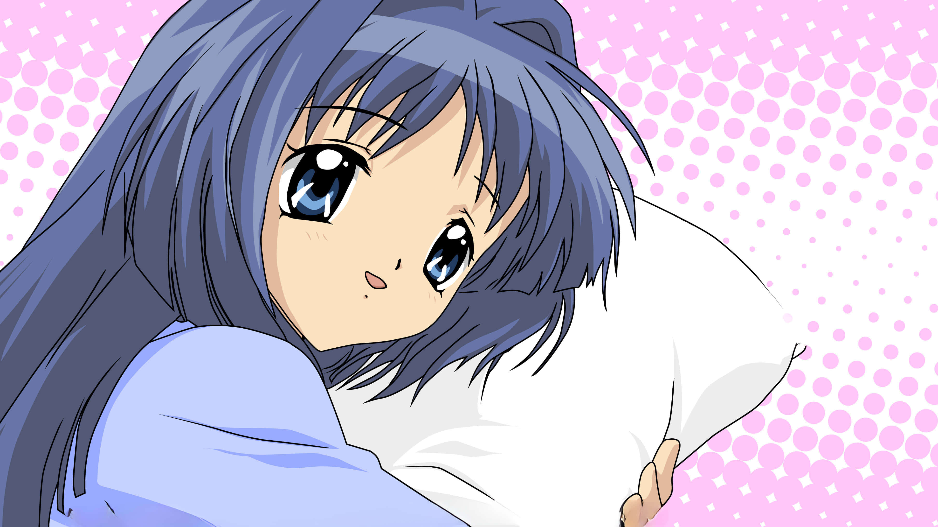 Nayuki Minase, blue hair, blue eyes, 4K Desktop Wallpaper