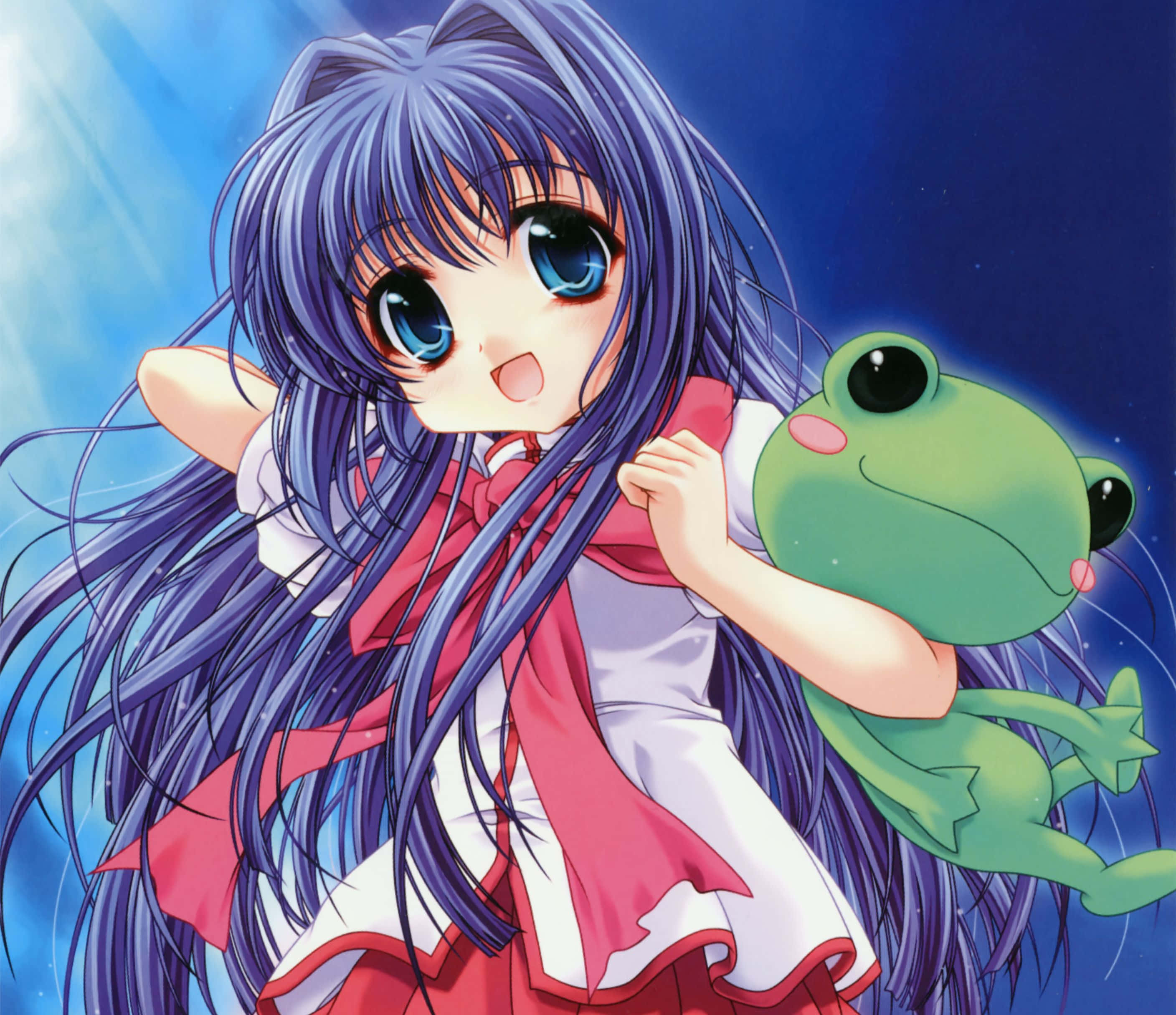 Nayuki Minase, long purple hair, blue eyes, 2K Desktop Wallpaper