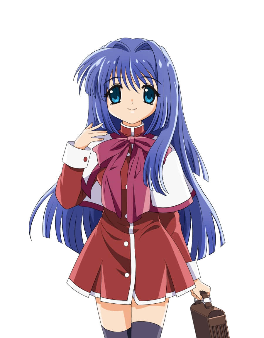 Nayuki Minase, long blue hair, bright blue eyes, SD Phone Wallpaper