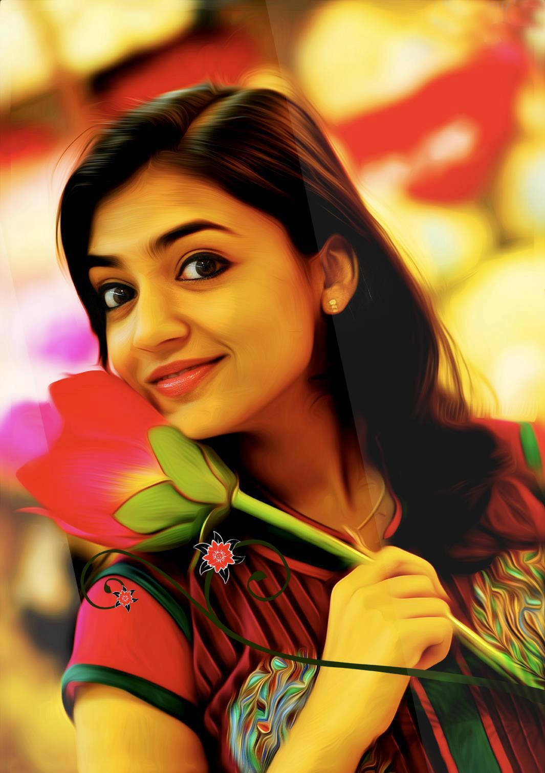 Nazriya HD, 3D Art, vibrant red flower, HD Phone Wallpaper