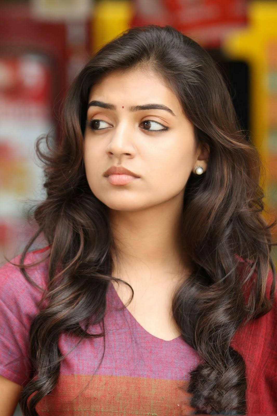 Nazriya HD, curly black hair, long wavy dark hair, HD Phone Wallpaper