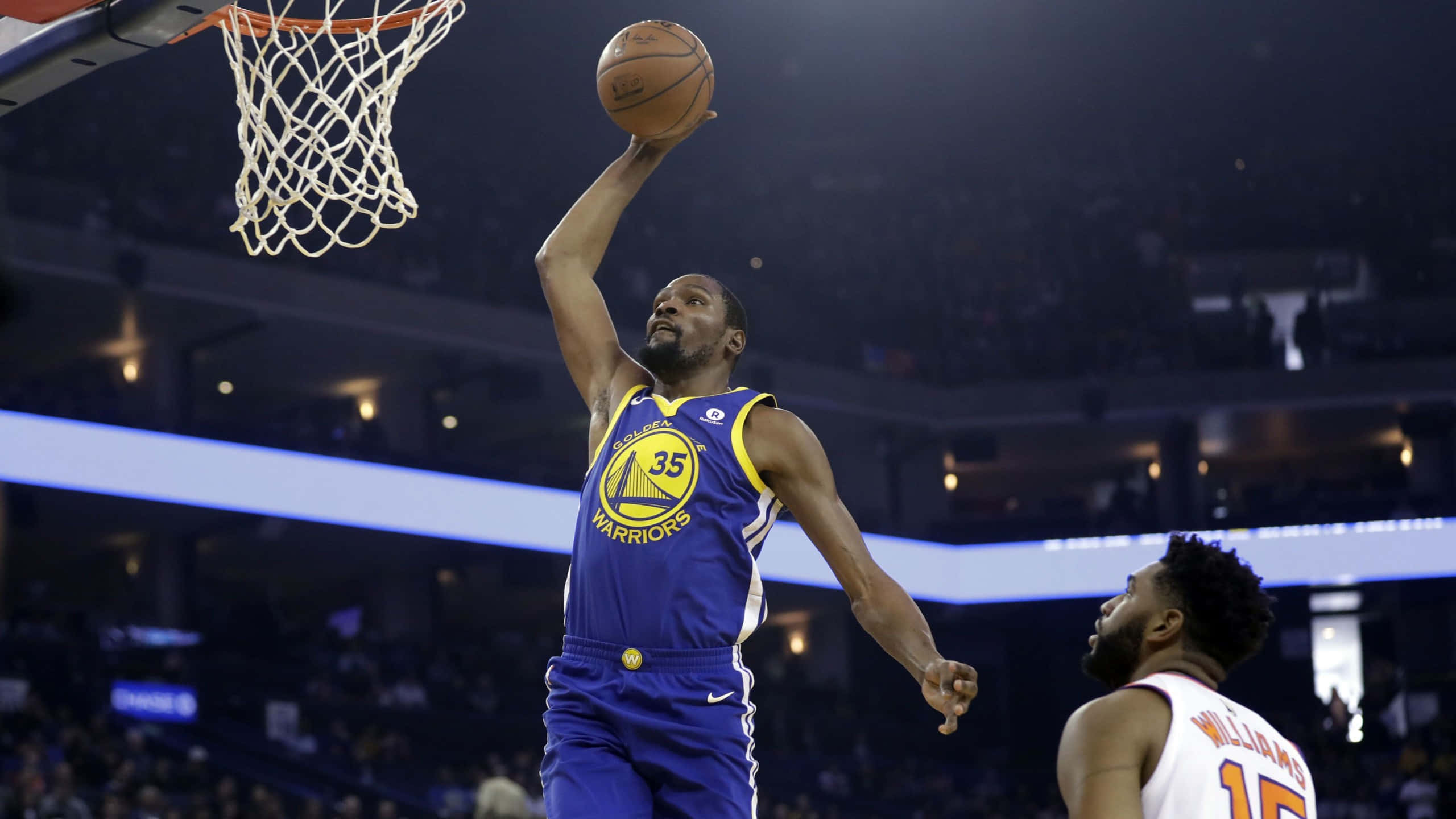 NBA 2k, blue Warriors jersey, dunk, 2K Desktop Wallpaper