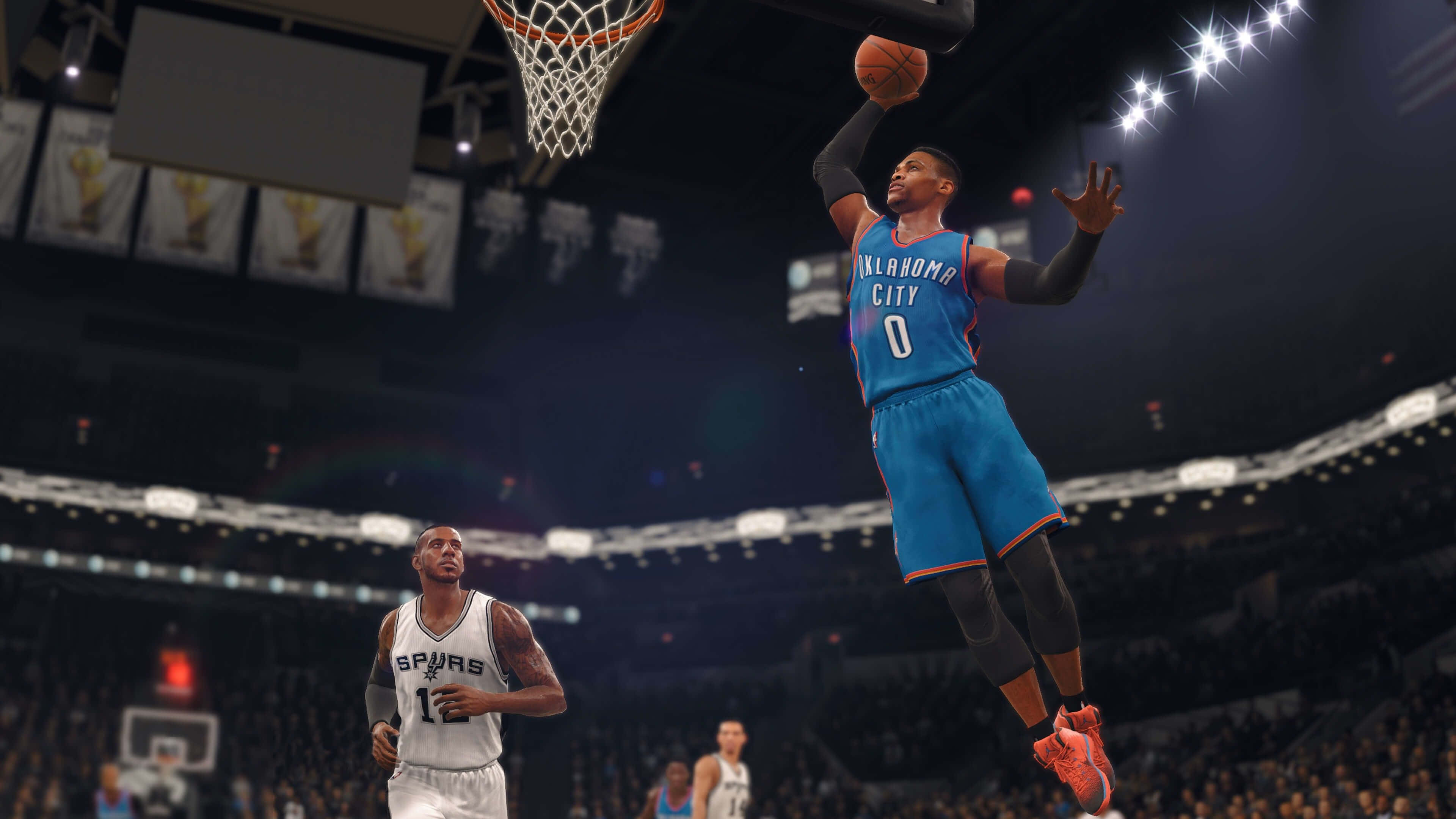 NBA 2K20, blue Oklahoma City jersey, Spurs player, 4K Desktop Wallpaper