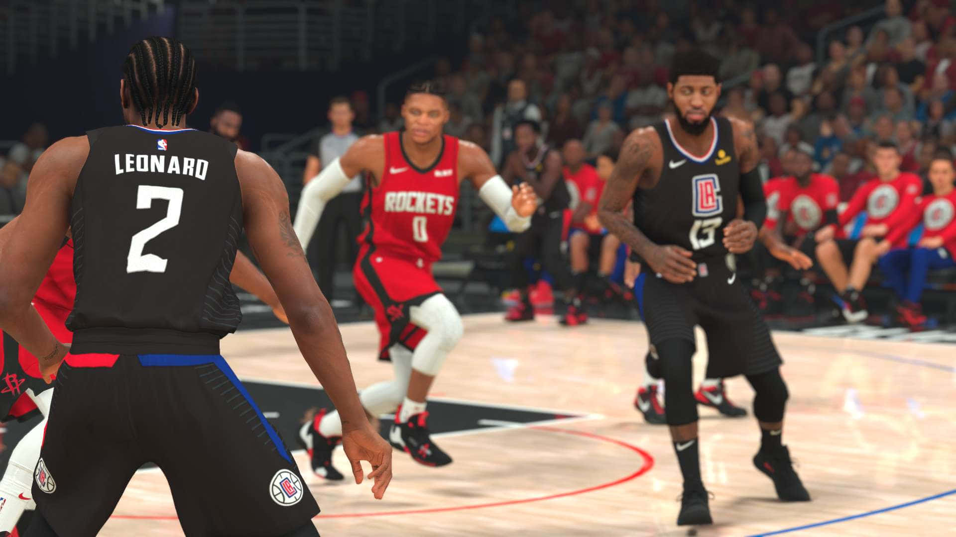 NBA 2K20, basketball players, mid-game action, Full HD Desktop Wallpaper