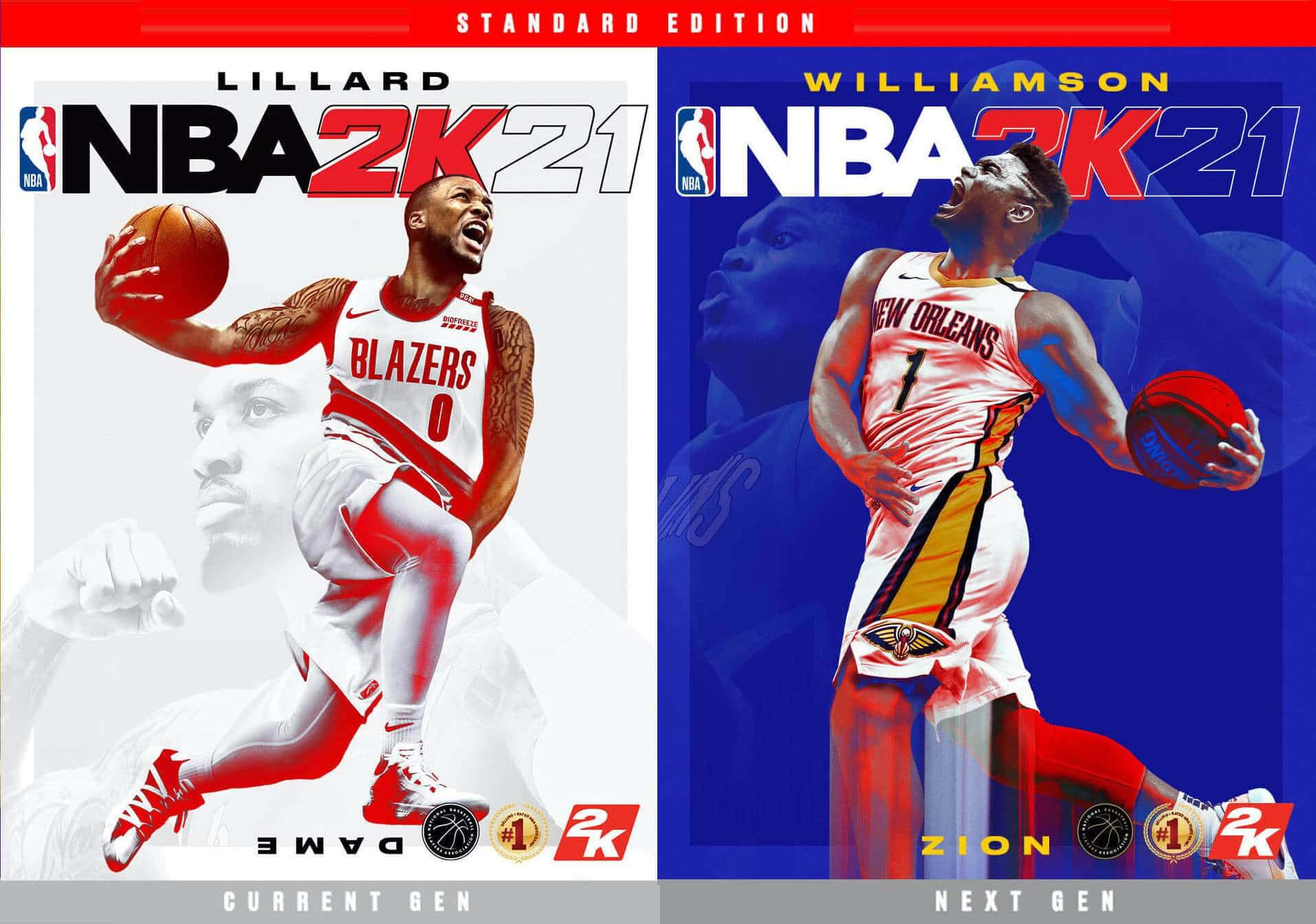 NBA 2K21, red white and black, blue white and gold, HD Desktop Wallpaper