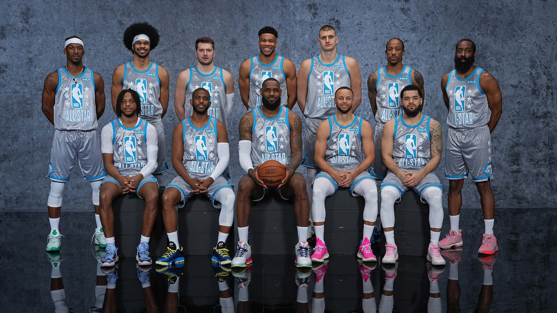 NBA All-Star, 2023, gray and blue uniforms, Full HD Desktop Wallpaper