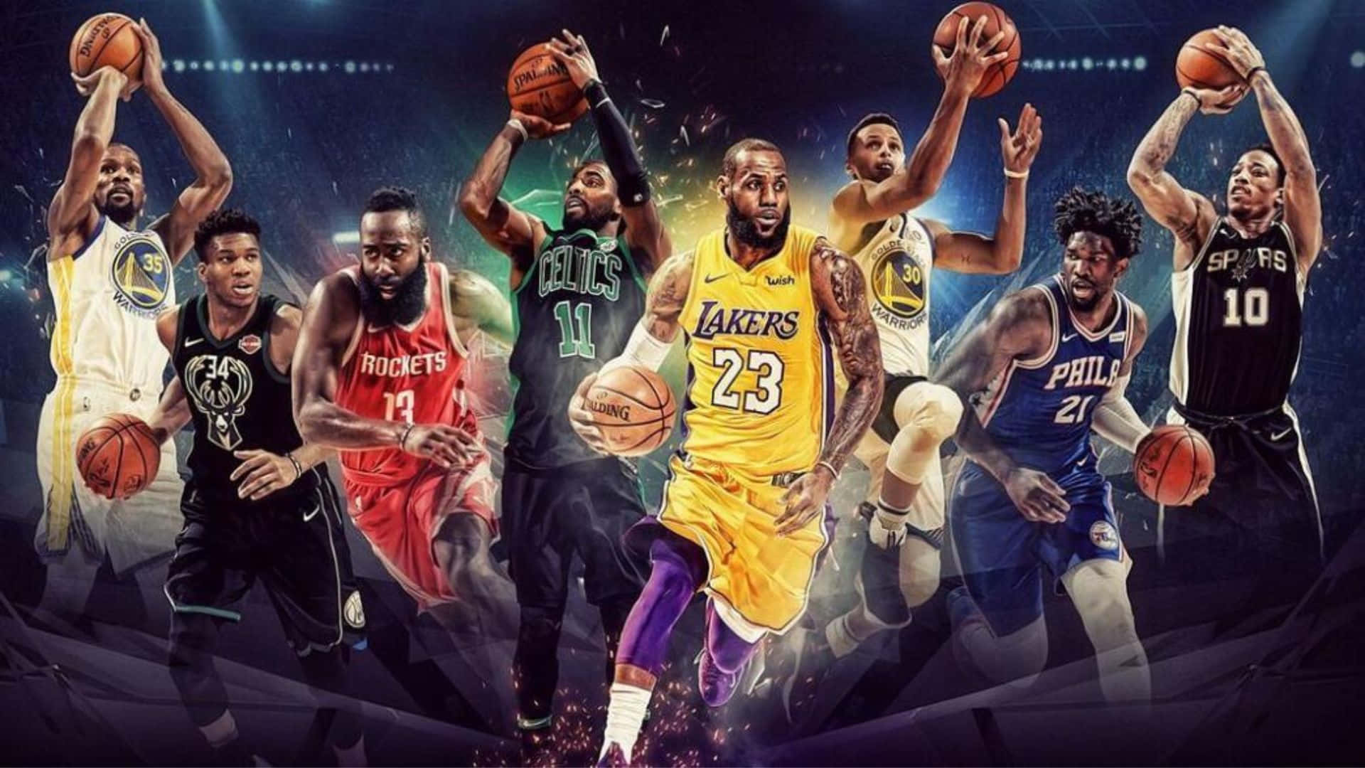 NBA All-Star, basketball players, mid-action, Full HD Desktop Wallpaper