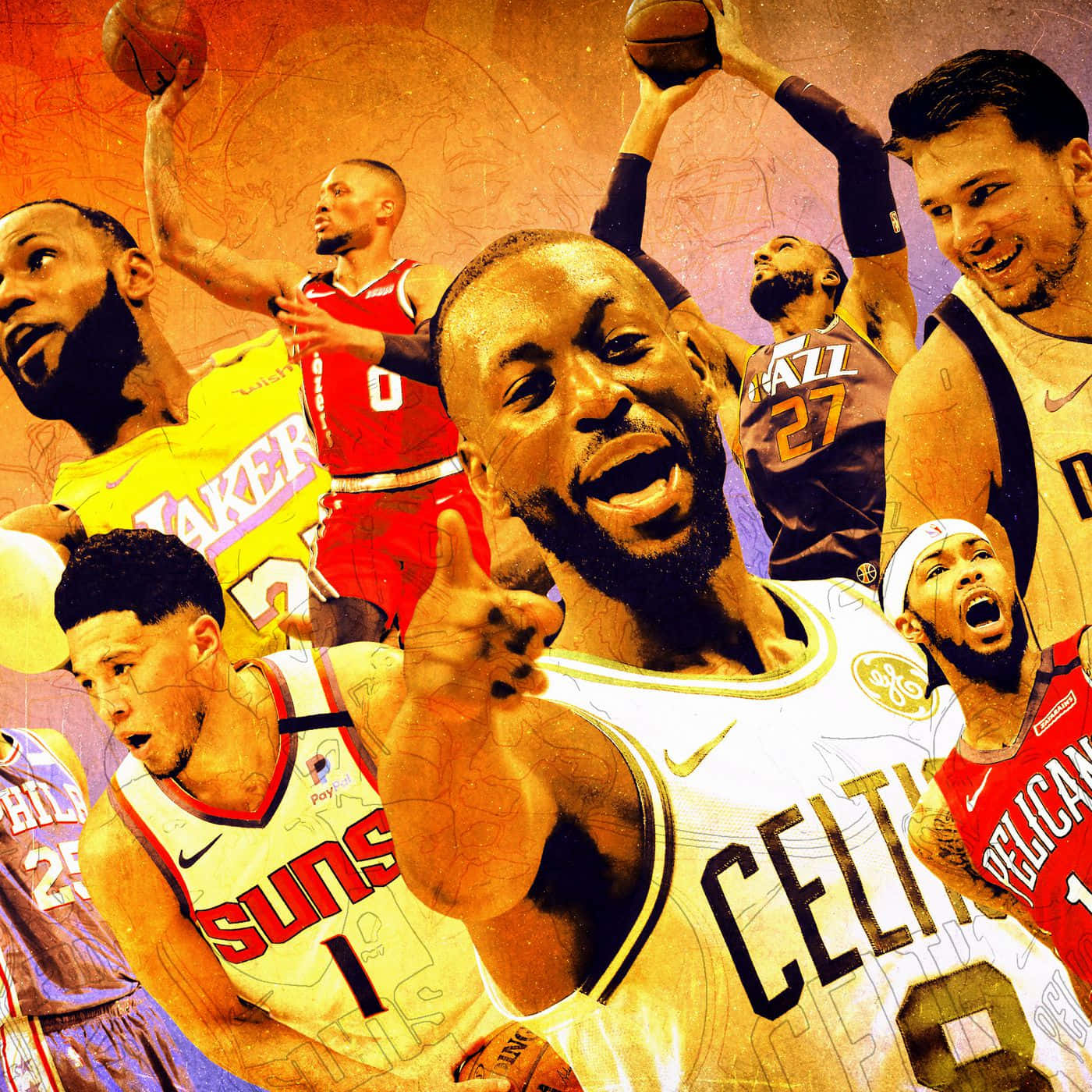 NBA All-Star, basketball players, action poses, HD Desktop Wallpaper