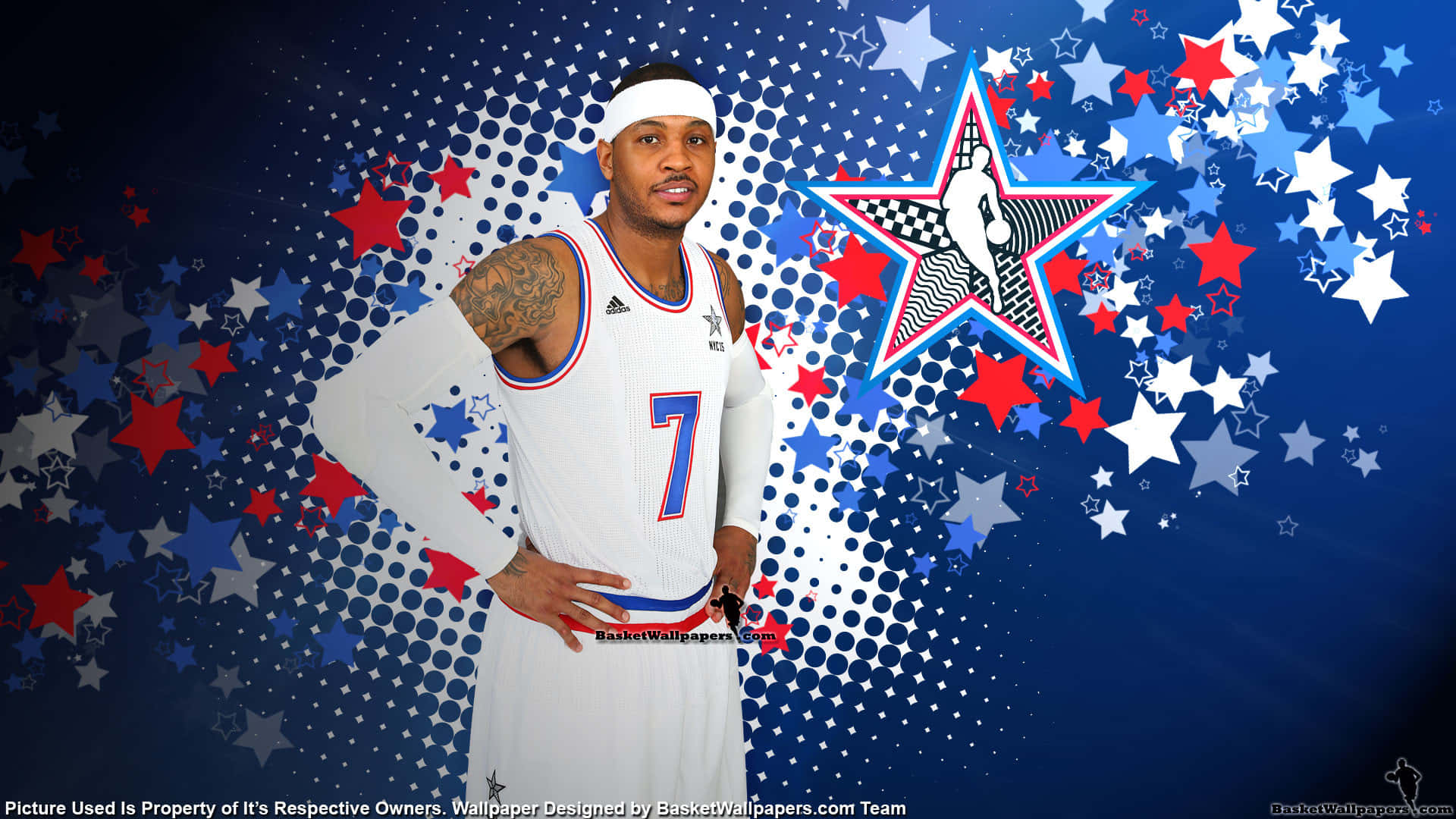 NBA Cartoon, white jersey, number 7, Full HD Desktop Wallpaper