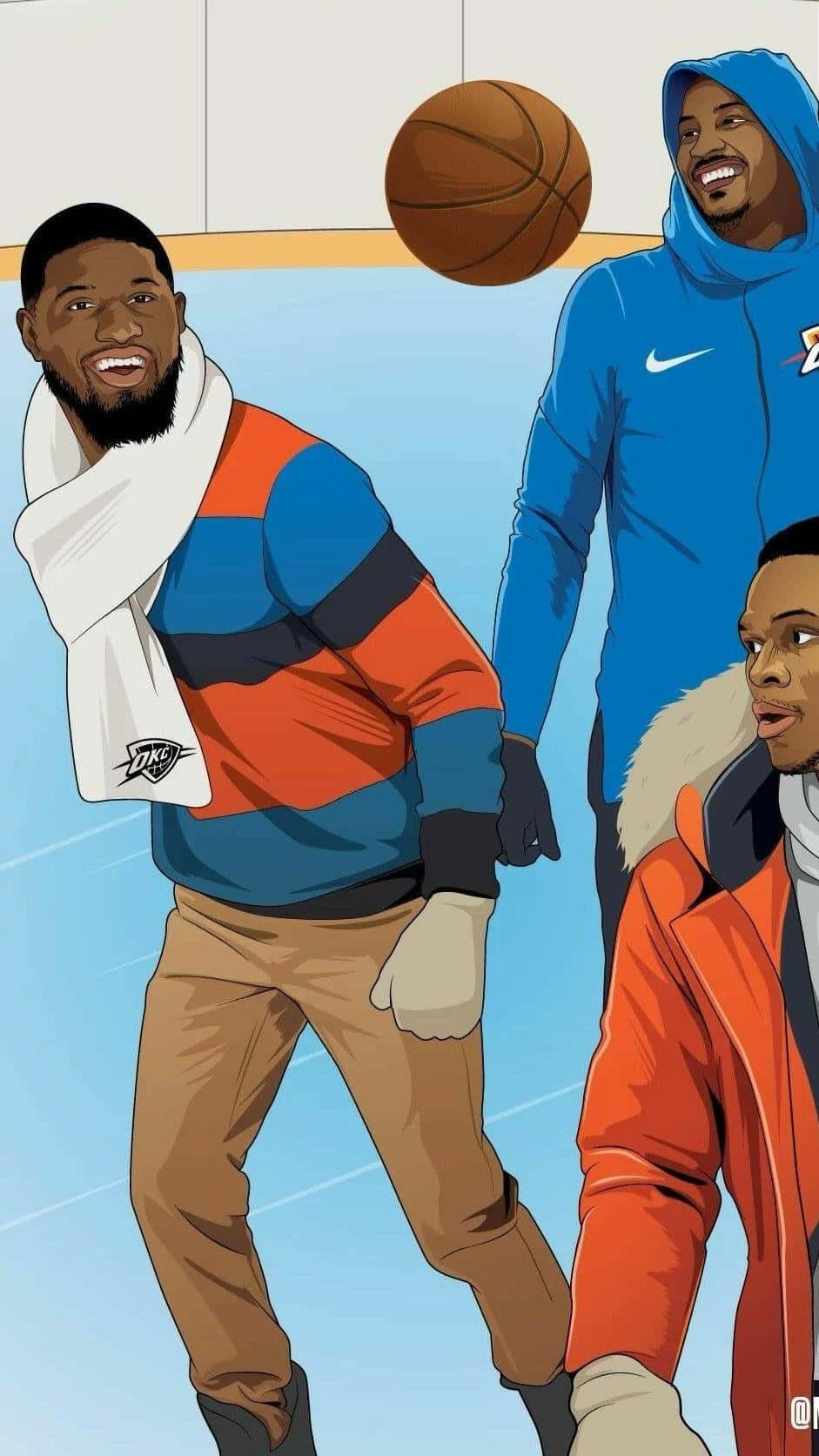 NBA Christmas, basketball players, colorful winter gear, HD Phone Wallpaper