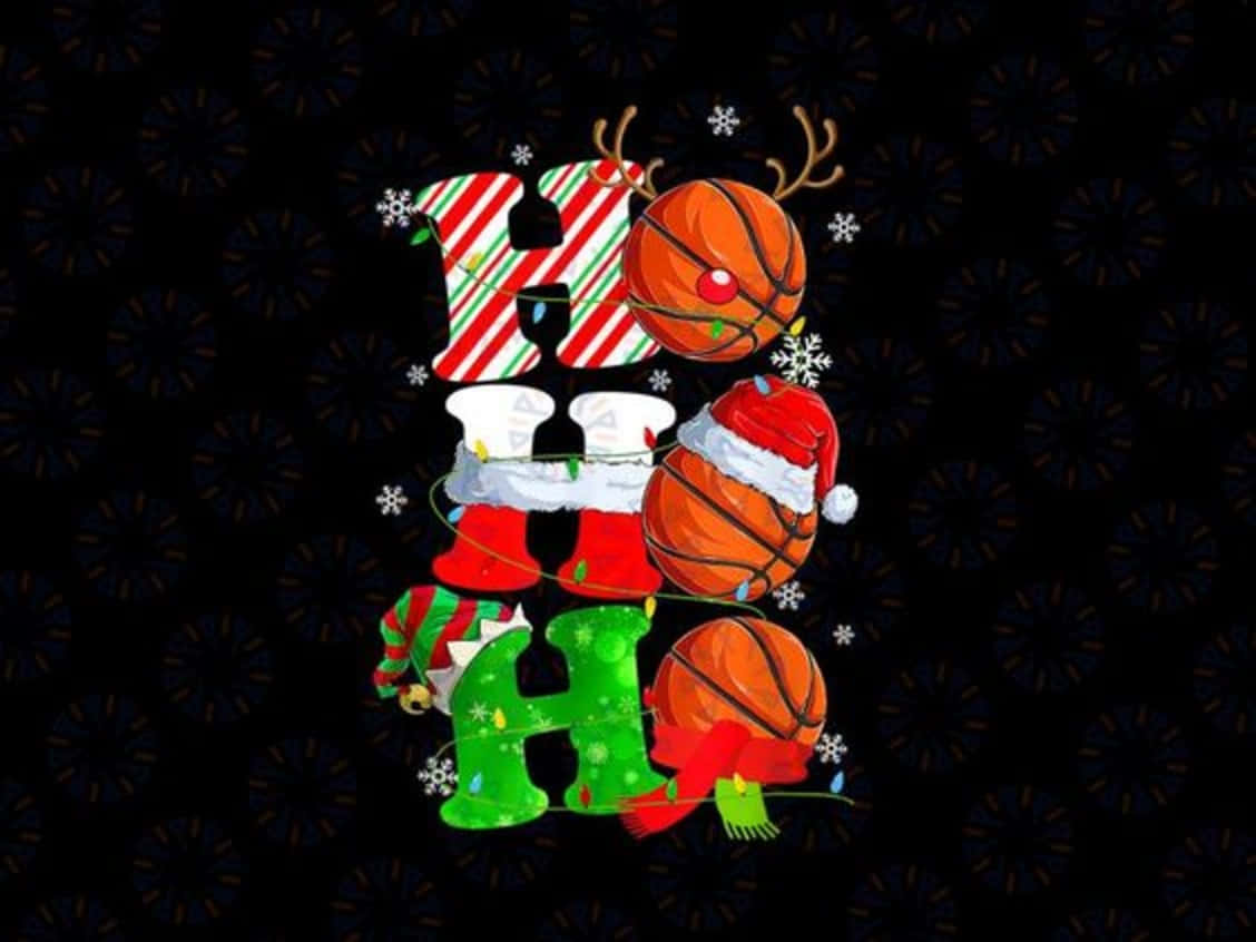 NBA Christmas, HO HO HO, festive basketballs, SD Desktop Wallpaper