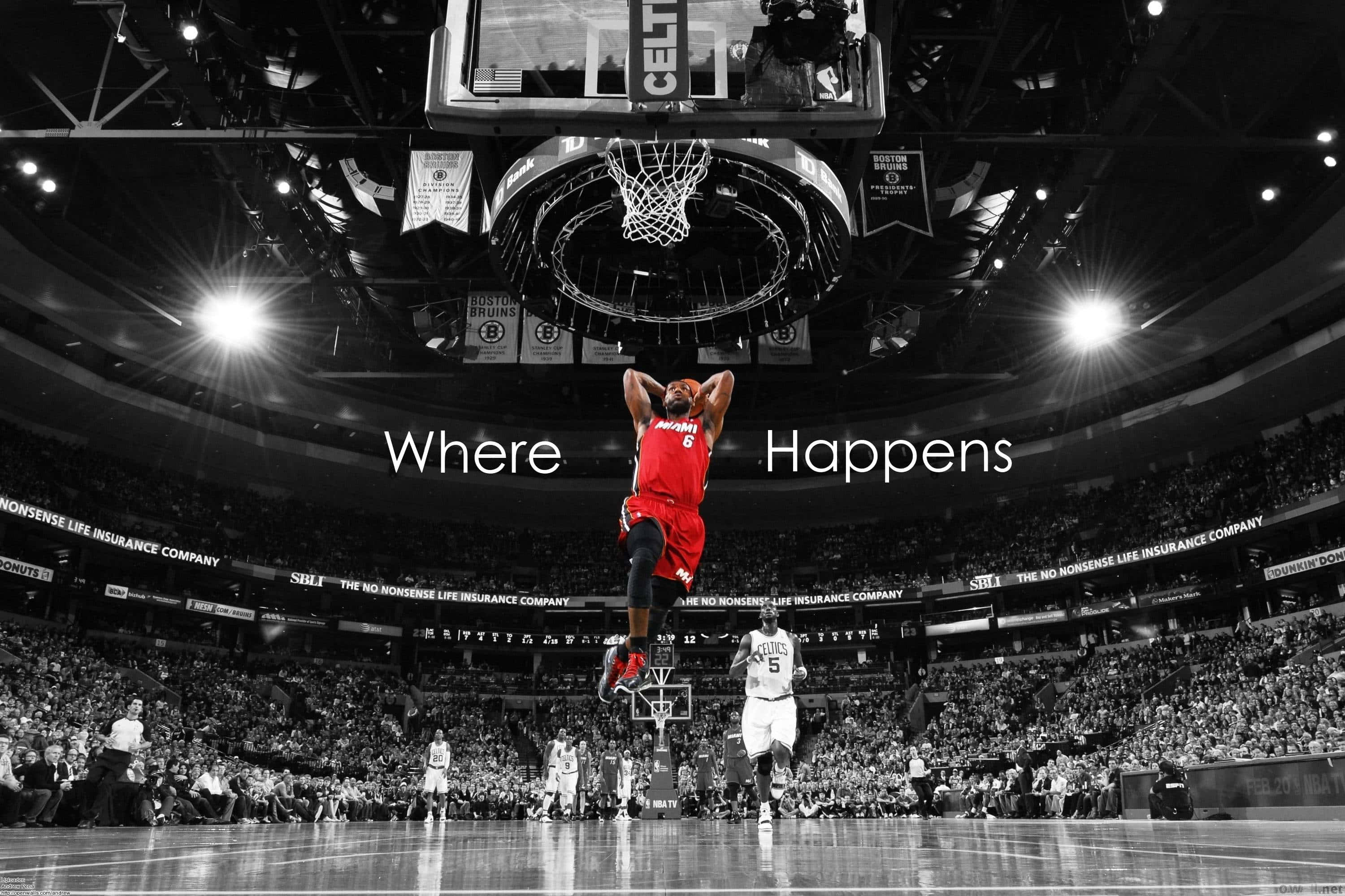 Aesthetic NBA, slam dunk, red basketball player, 2K Desktop Wallpaper