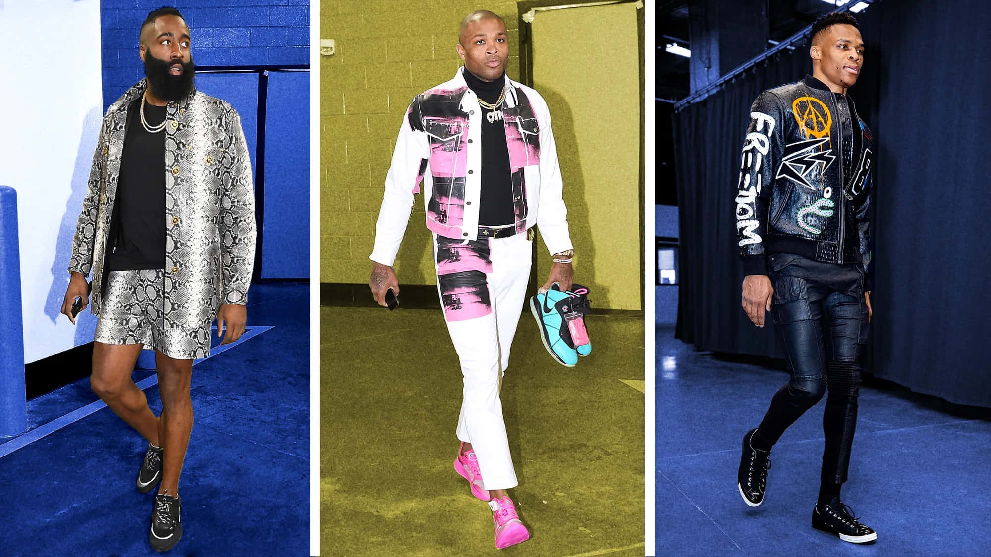 NBA, athletes, bold, patterned outfits, Full HD Desktop Wallpaper