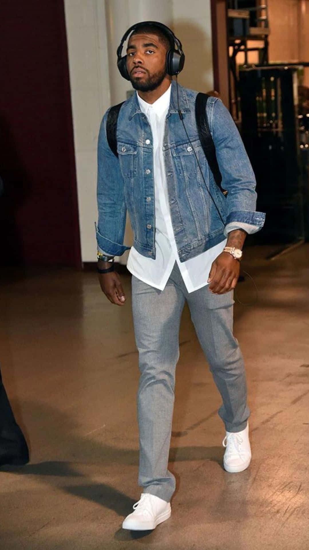 NBA Star, denim jacket, white sneakers, Full HD Phone Wallpaper