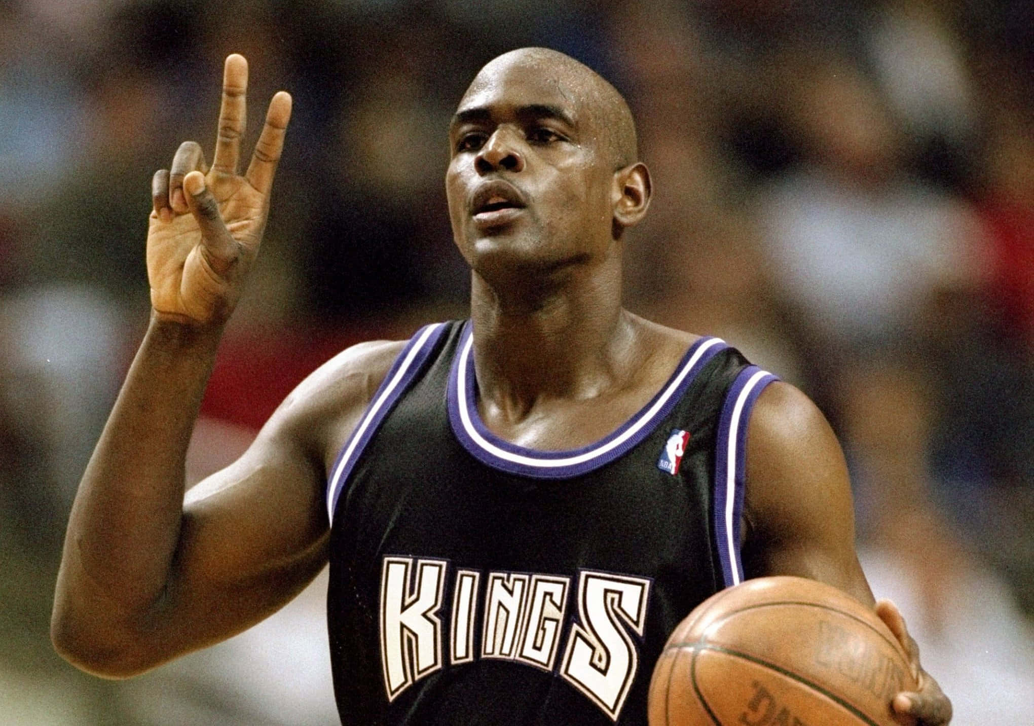 NBA Legends, black Kings jersey, three fingers gesture, Full HD Desktop Wallpaper